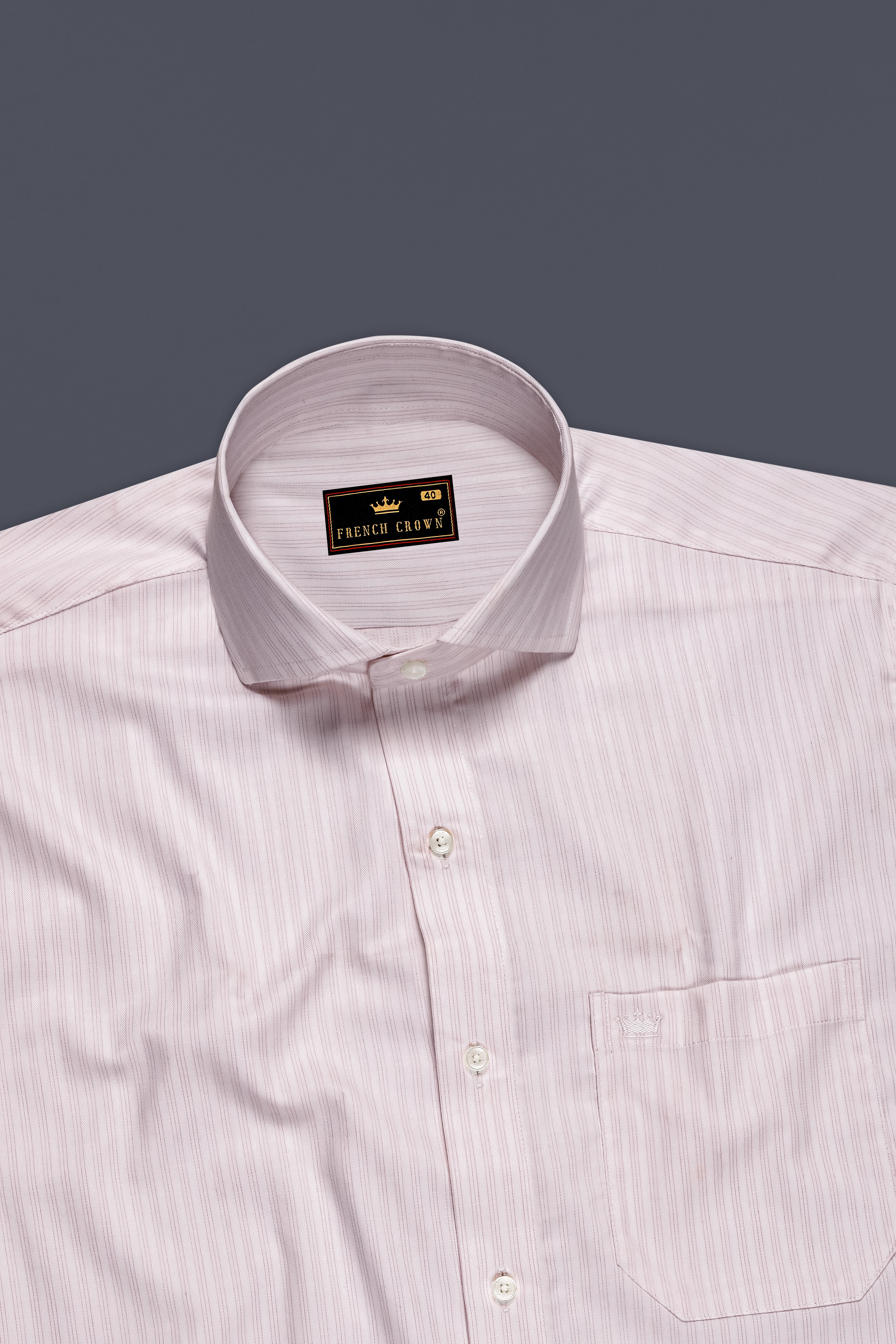 Bright White and Maverick Pink Twill Pinstriped Premium Cotton Shirt