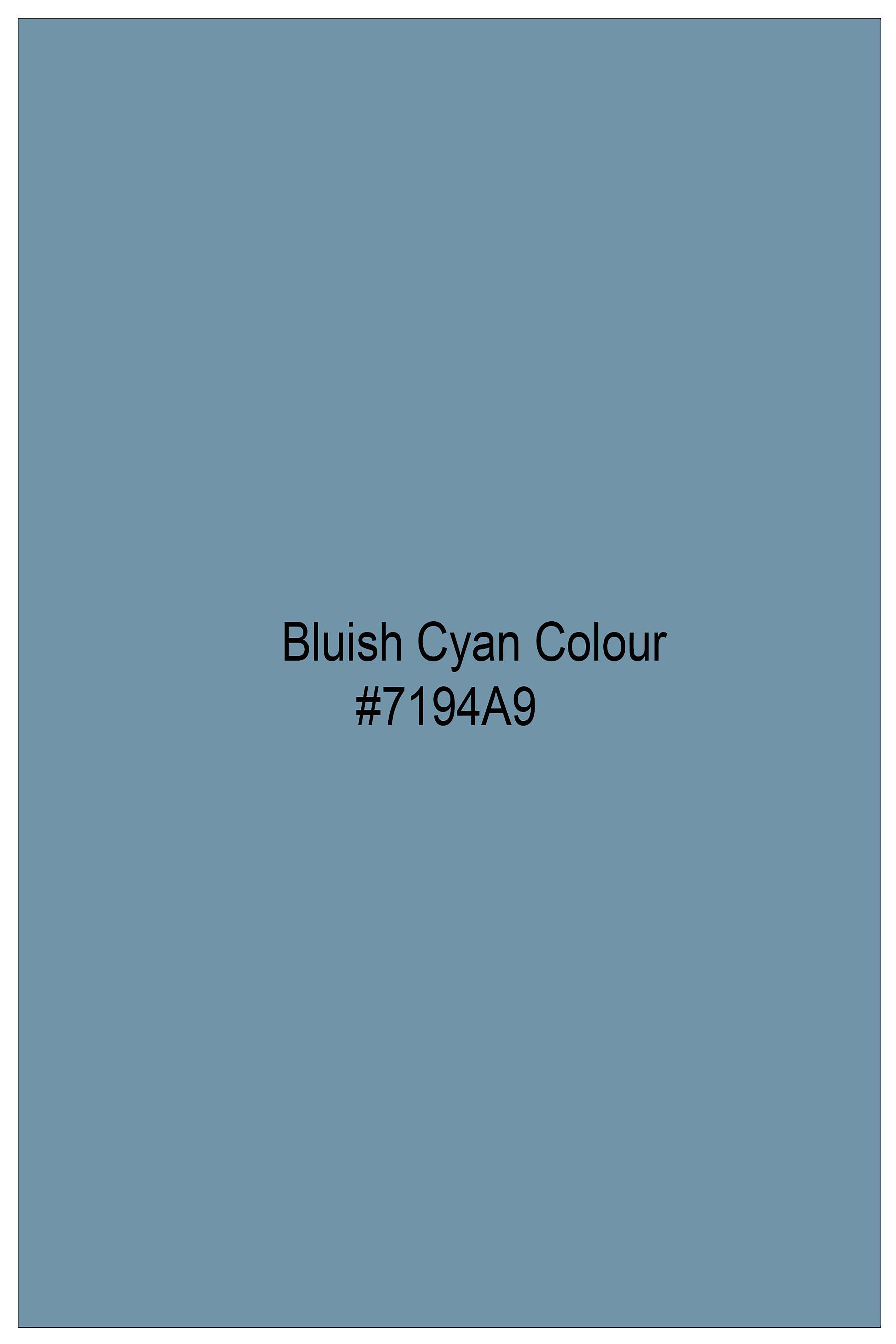Bluish Cyan Blue with Dolphin Embroidered Super Soft Premium Cotton Designer Shirt