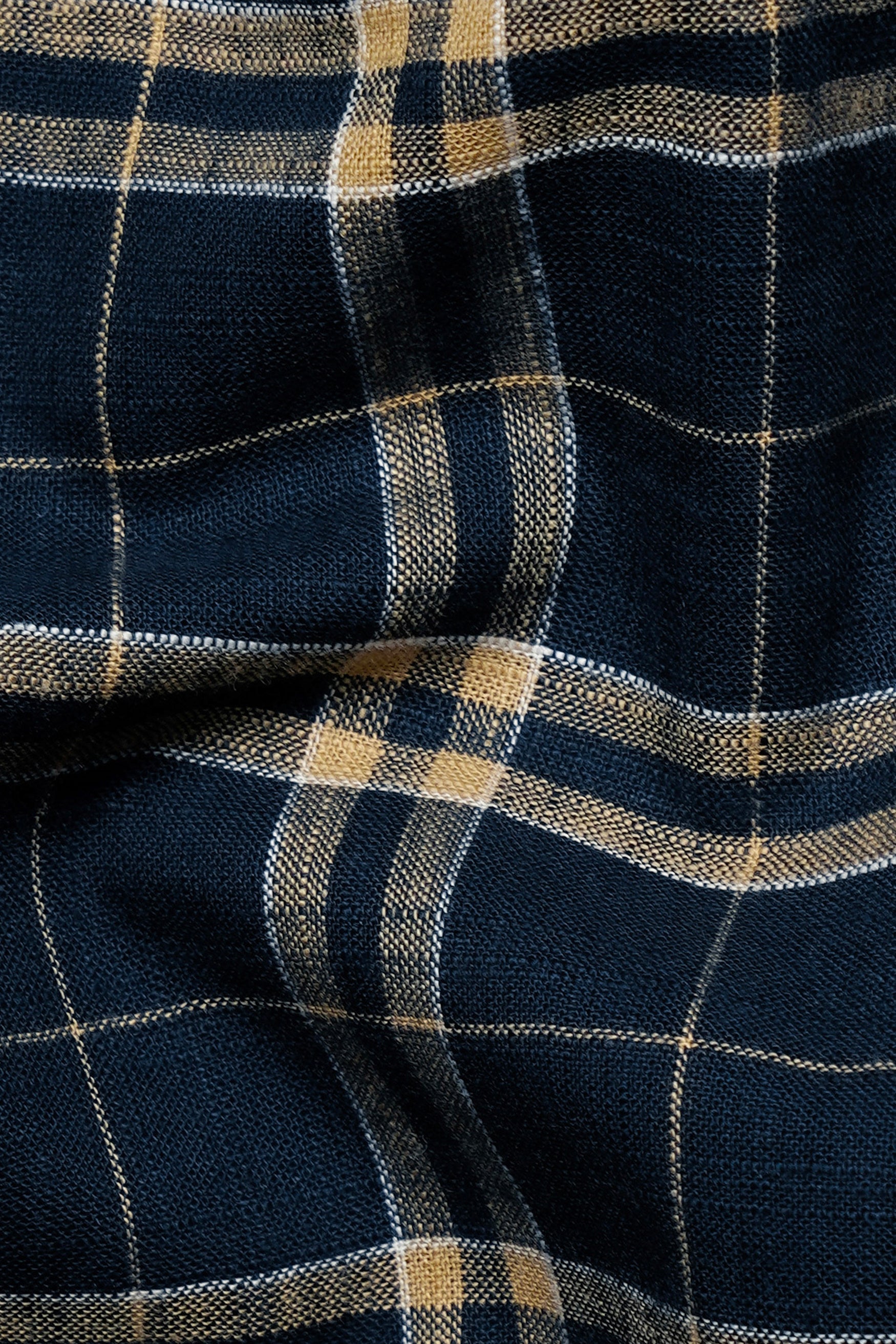 7swords-Firefly Blue and Fawn Brown Plaid Premium Cotton Shirt