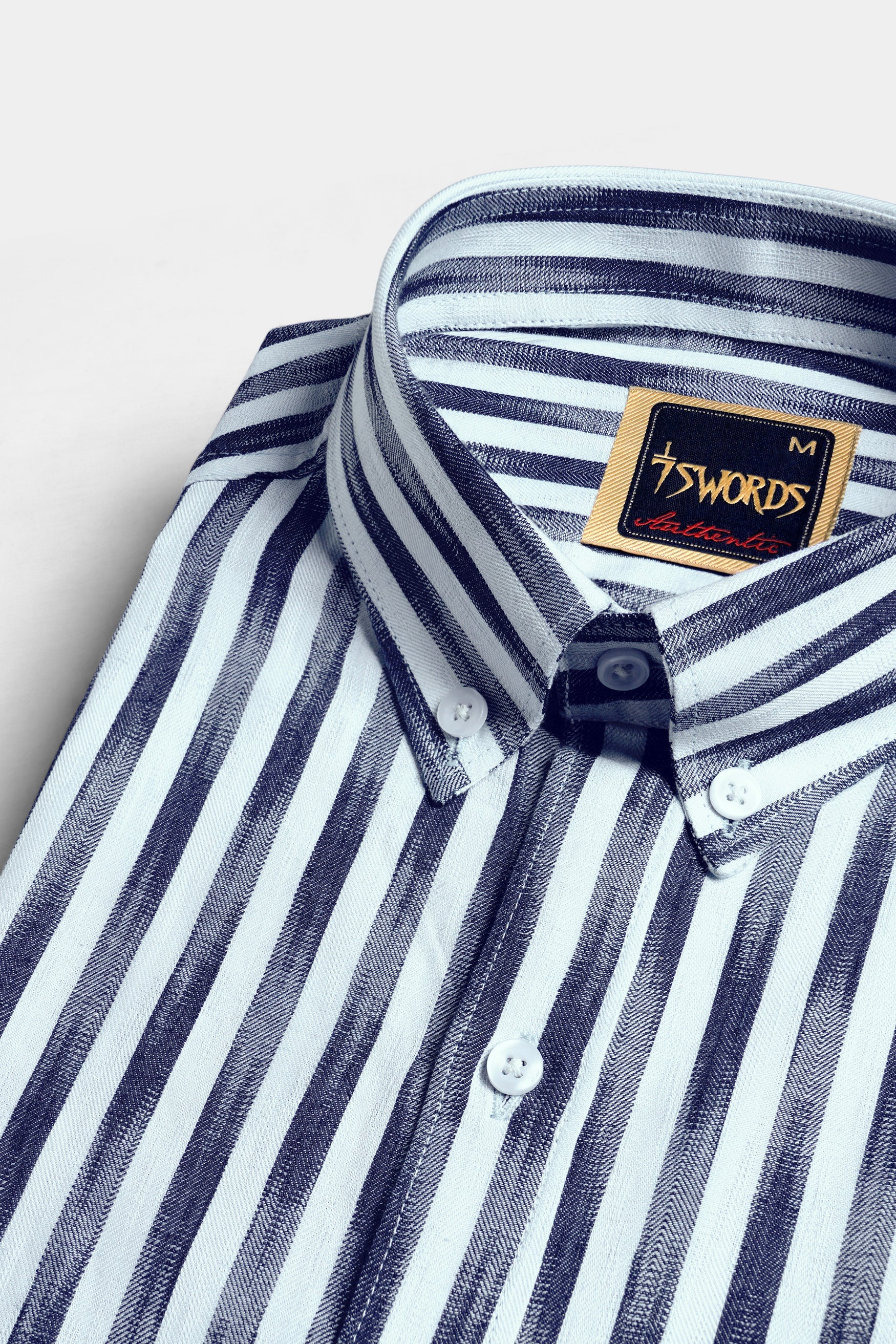 7swords-Ziggurat Blue and Ebony Clay Blue Striped Premium Cotton Shirt