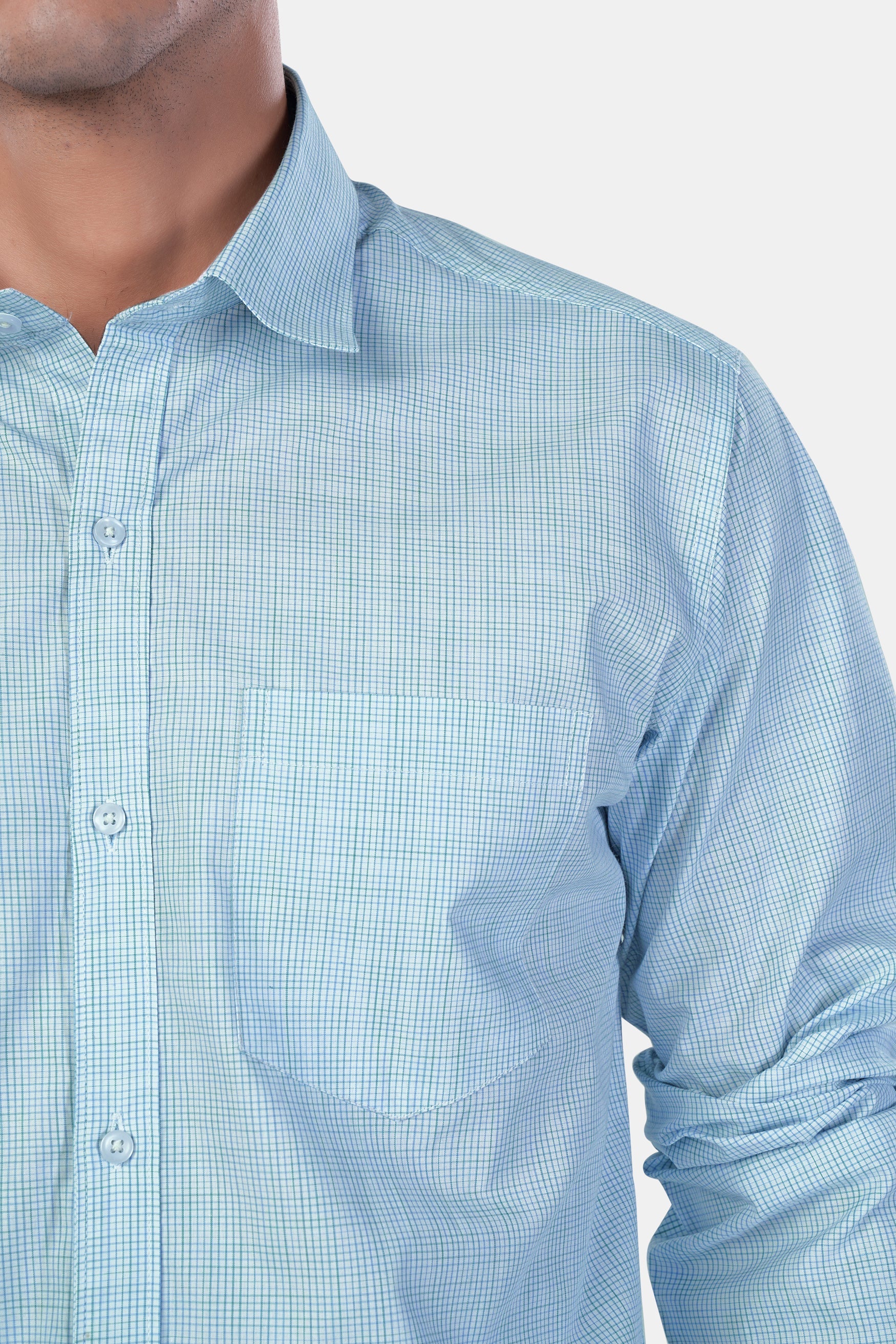 7swords-Spindle Blue and White Checkered Premium Cotton Shirt