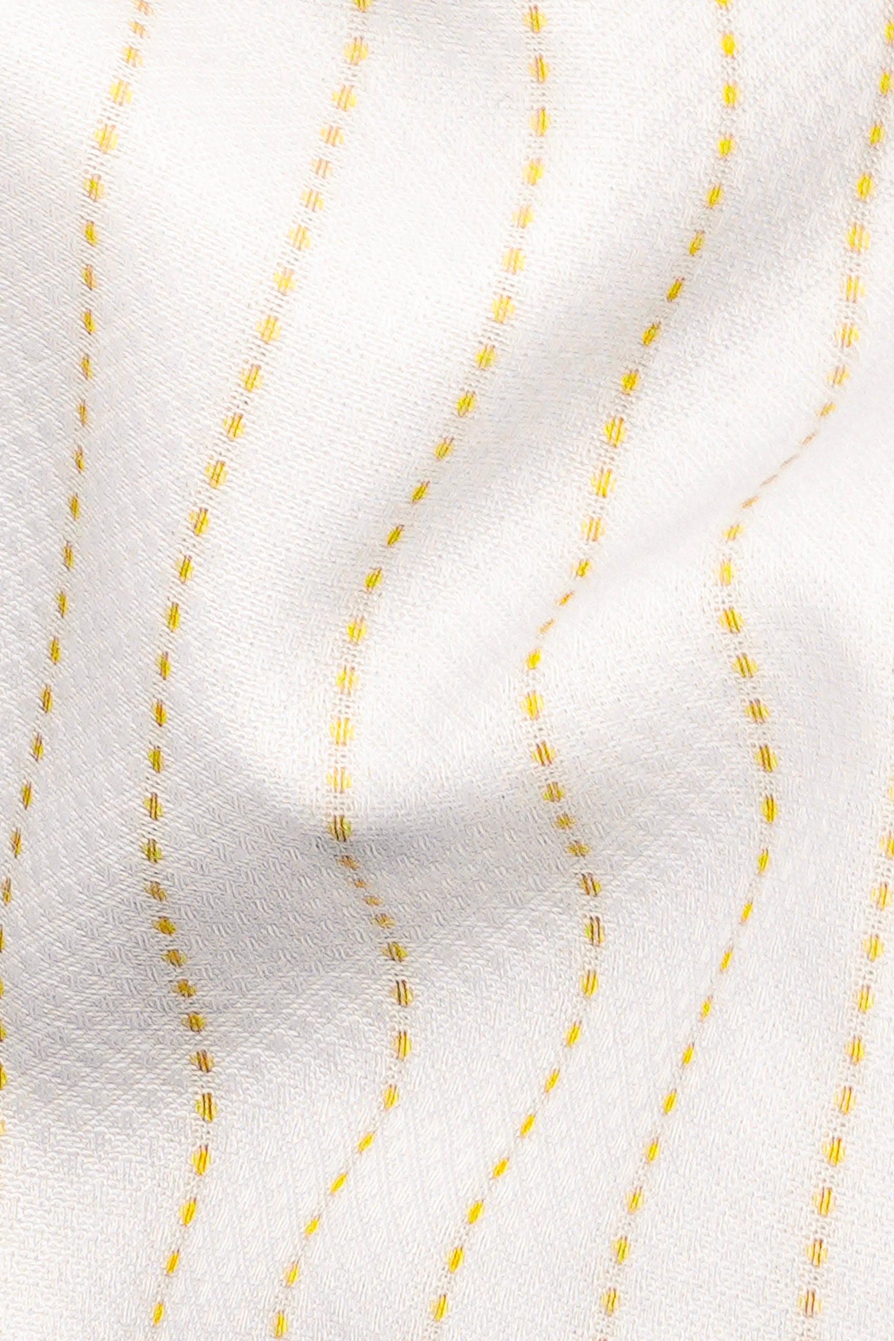 7swords-Bright White and Sandy Yellow Striped Premium Cotton Shirt