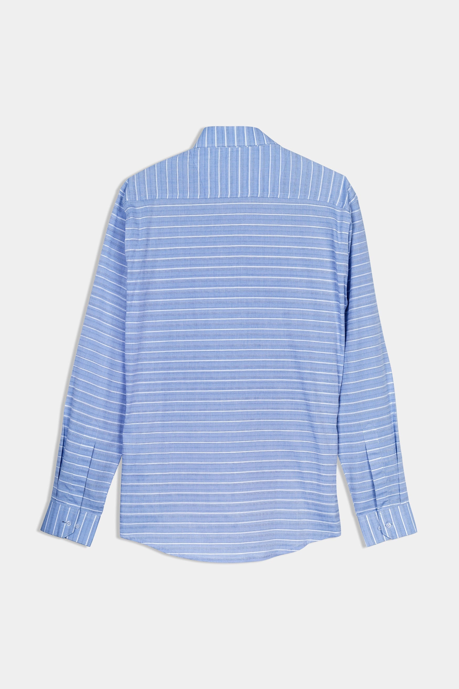 7swords-Polo Blue and White Striped Premium Cotton Shirt