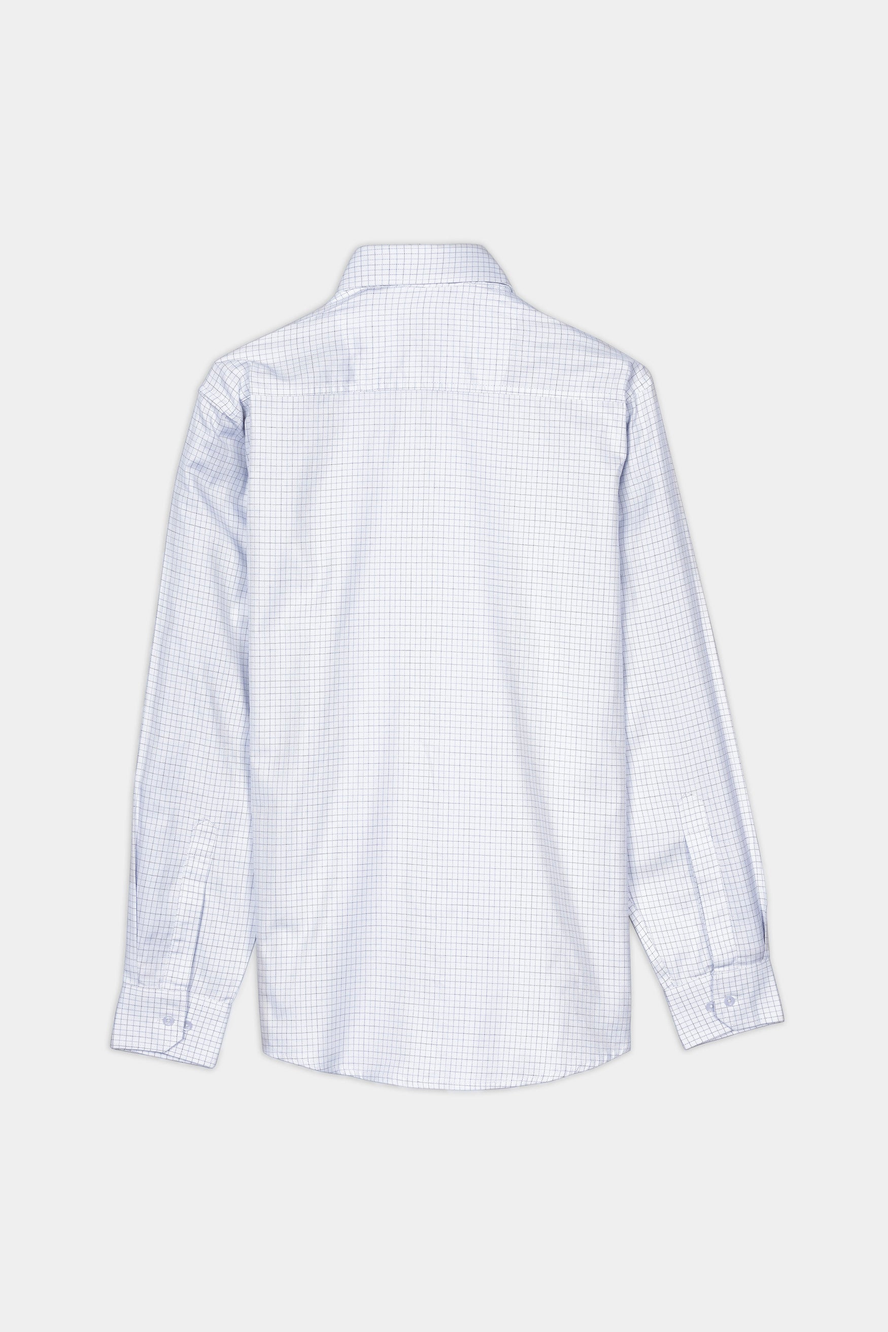 7swords-Bright White and Cloud Burst Blue Checkered Premium Cotton Shirt