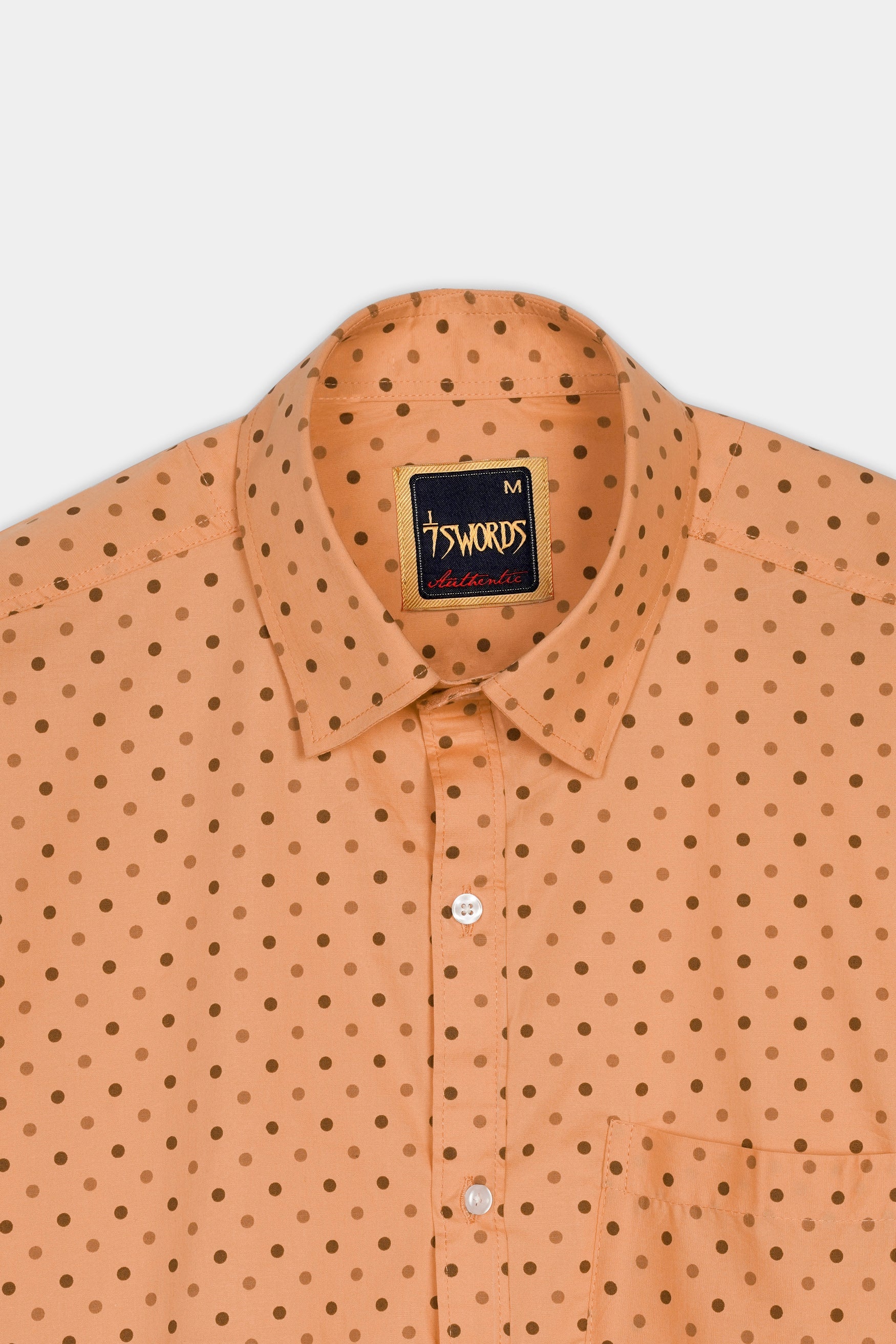 7swords-Apricot Brown with Sepia Brown Dotted Premium Cotton Shirt