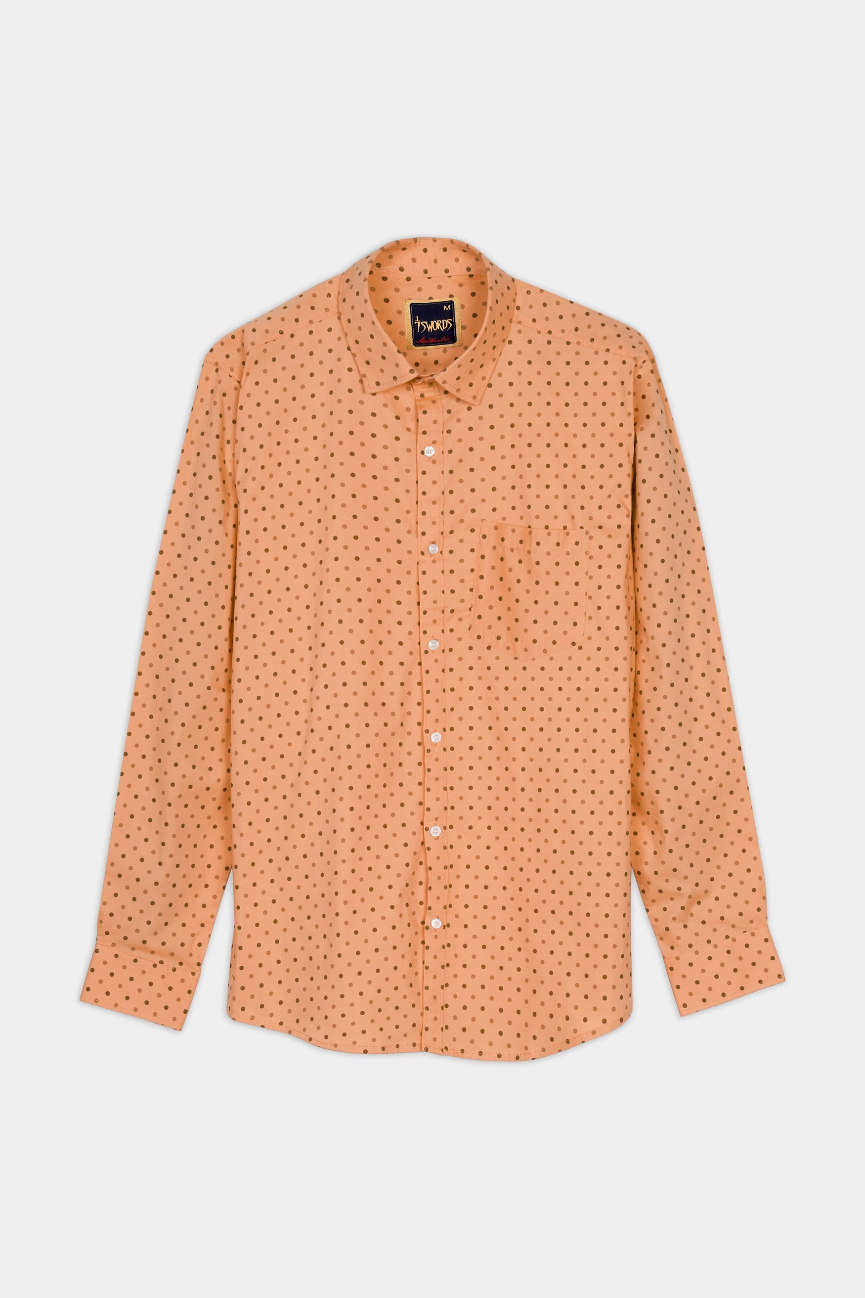 7swords-Apricot Brown with Sepia Brown Dotted Premium Cotton Shirt