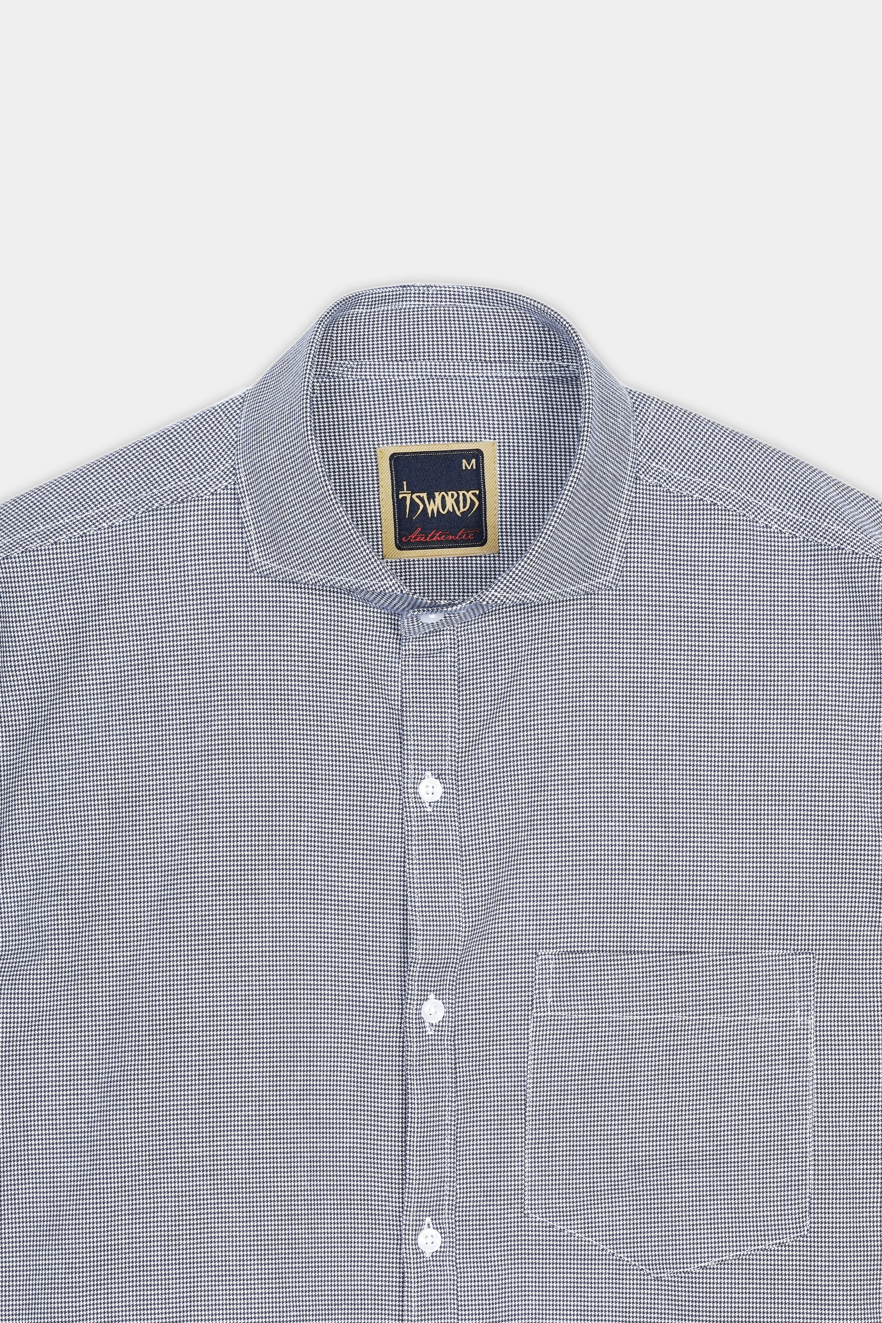 7swords-Mako Gray and Nobel Gray Houndstooth Premium Cotton Shirt