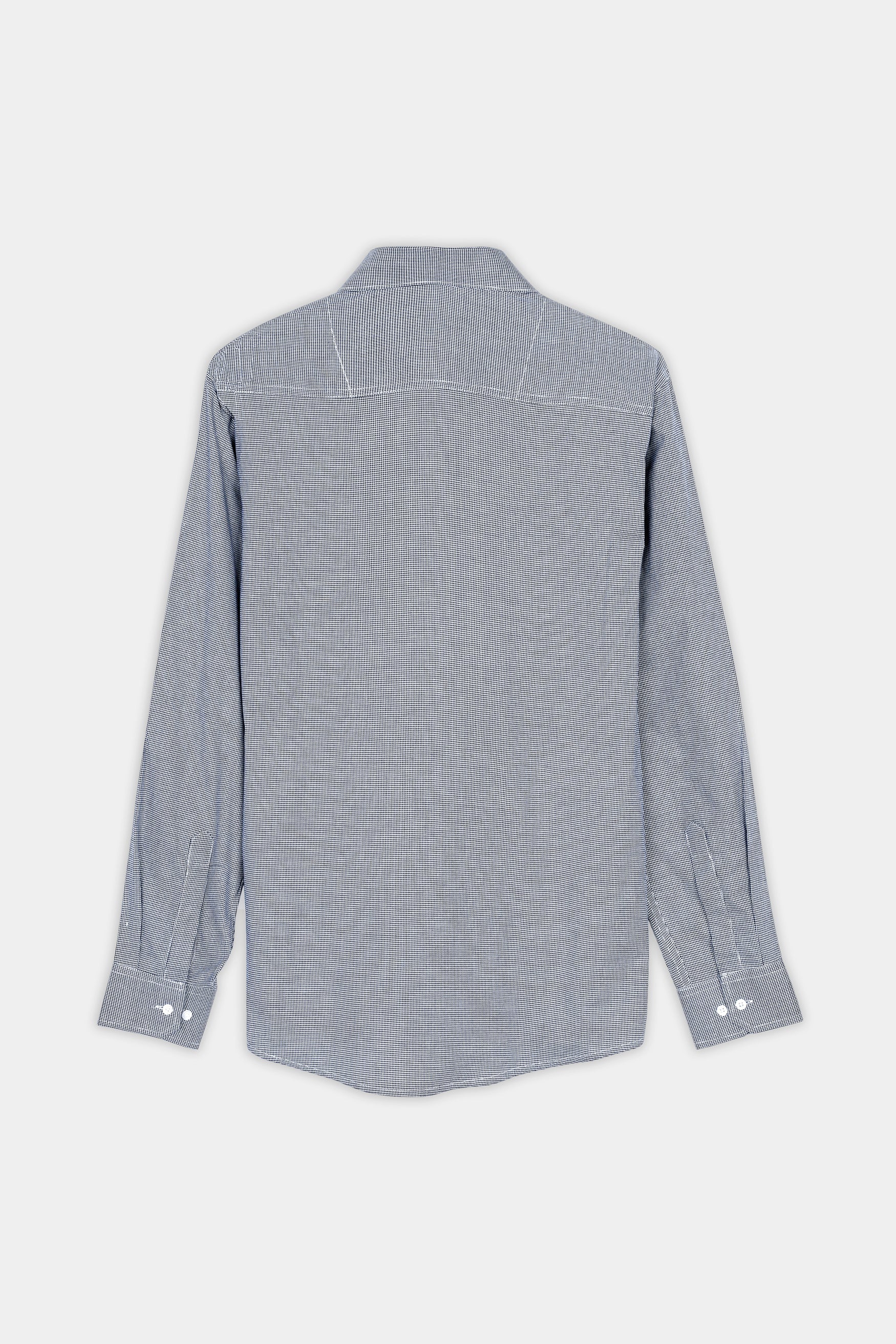 7swords-Mako Gray and Nobel Gray Houndstooth Premium Cotton Shirt