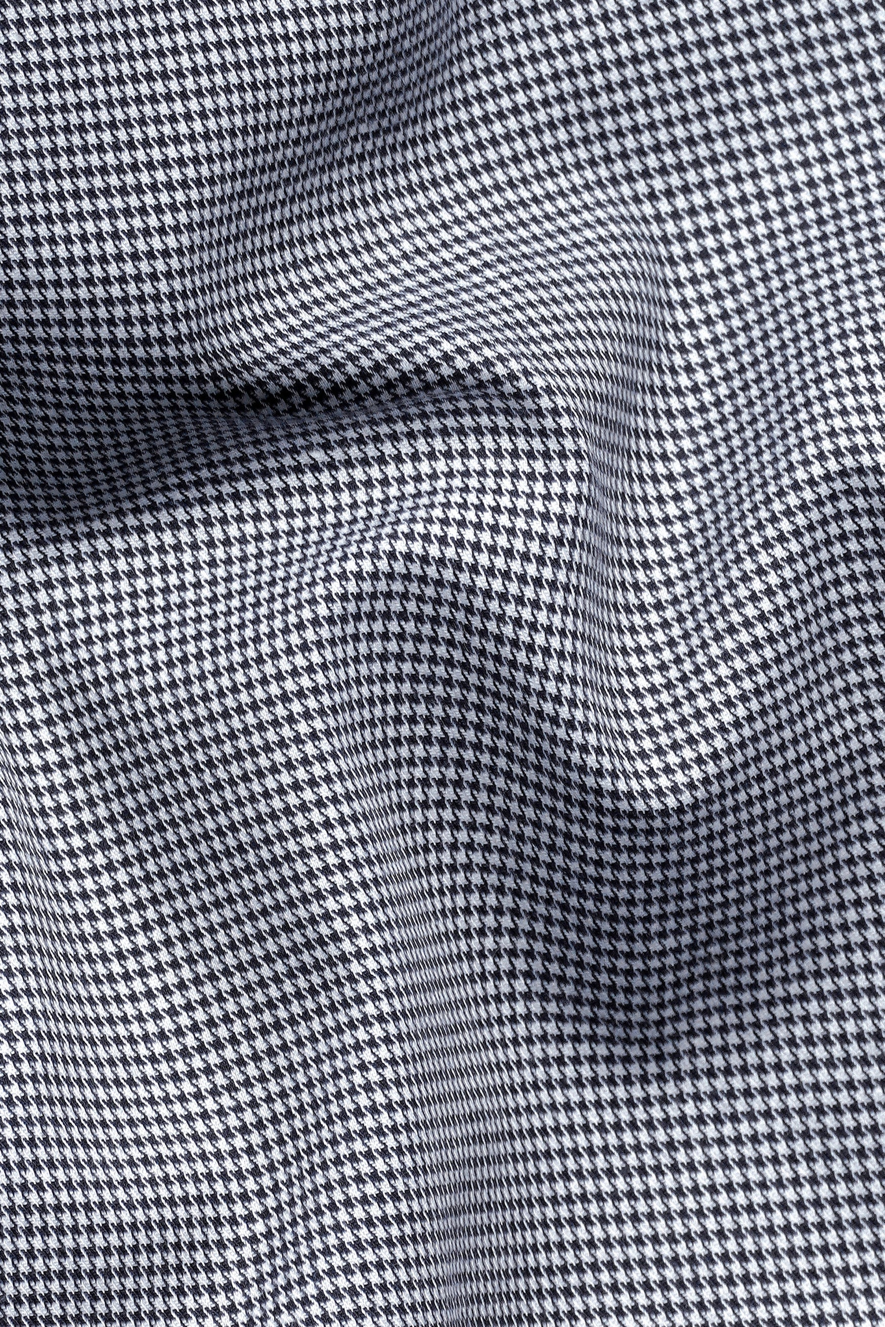 7swords-Mako Gray and Nobel Gray Houndstooth Premium Cotton Shirt