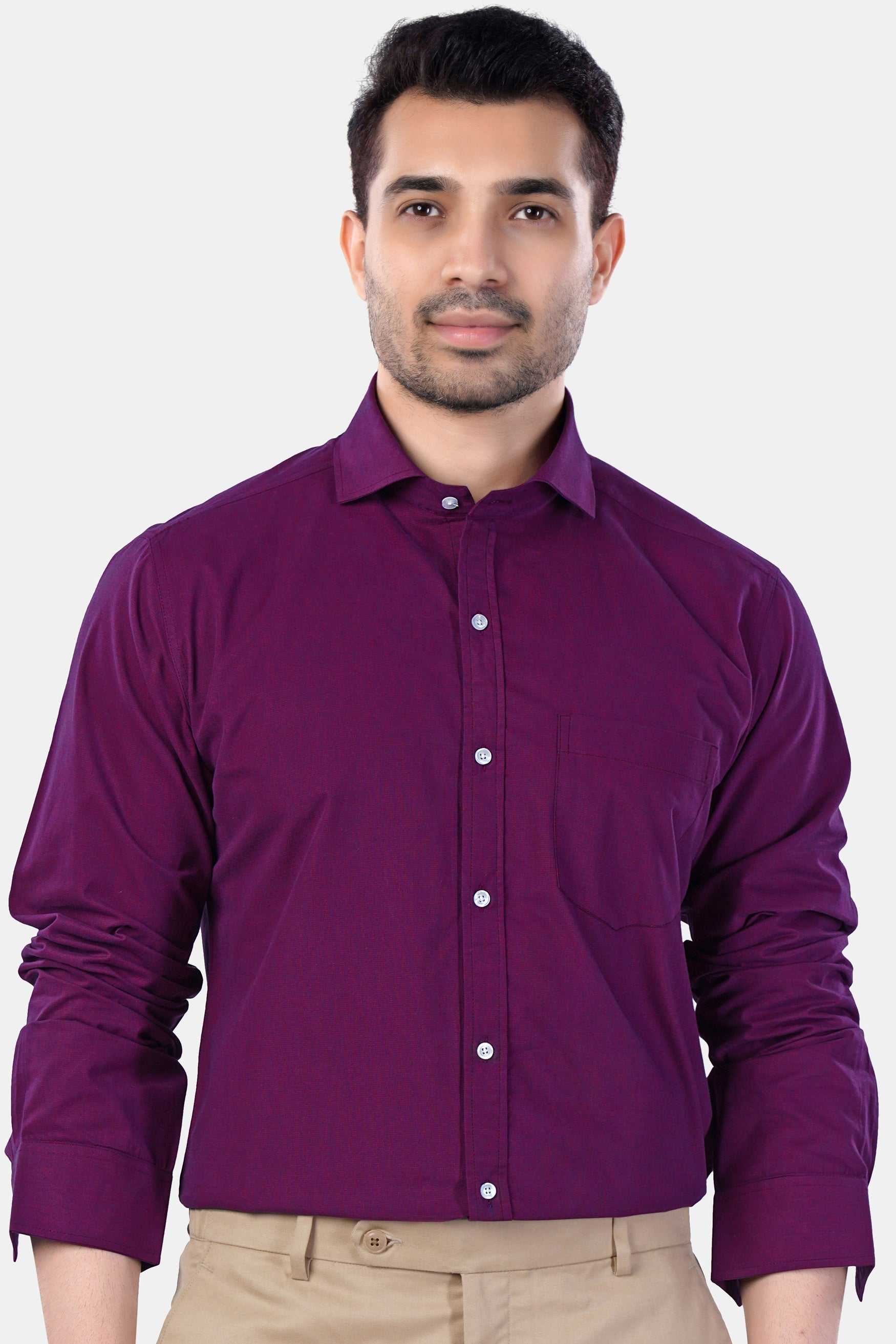 7swords-Pansy Purple Premium Cotton Shirt