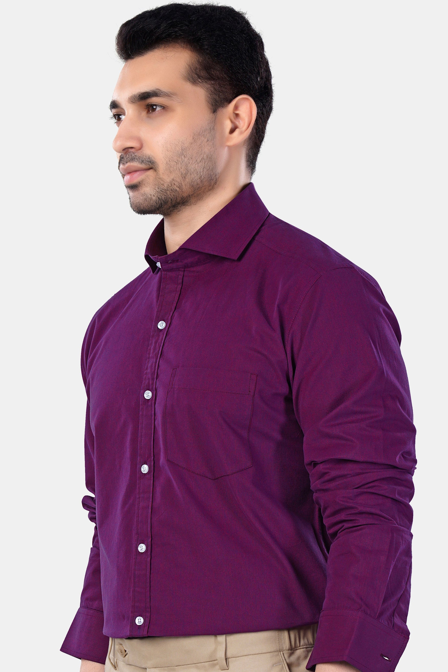 7swords-Pansy Purple Premium Cotton Shirt