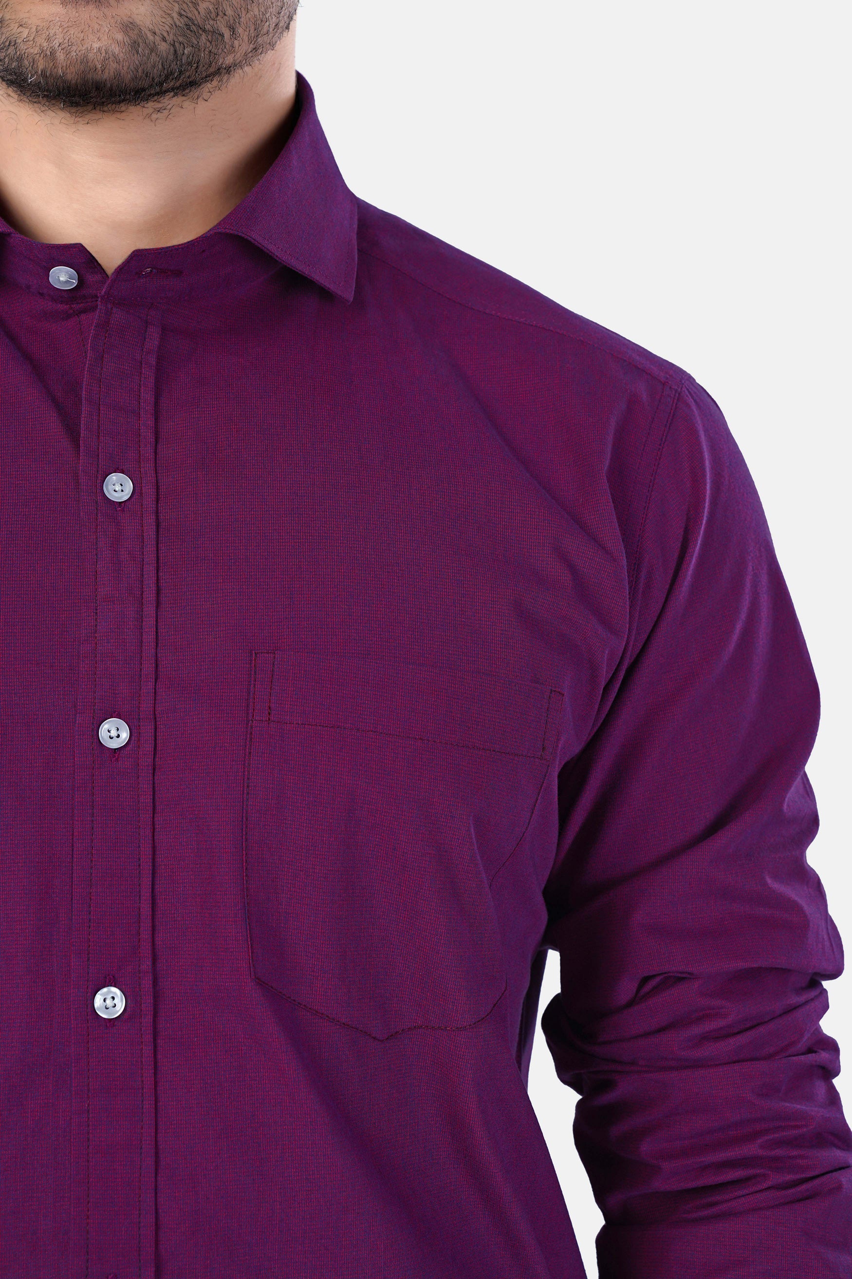 7swords-Pansy Purple Premium Cotton Shirt