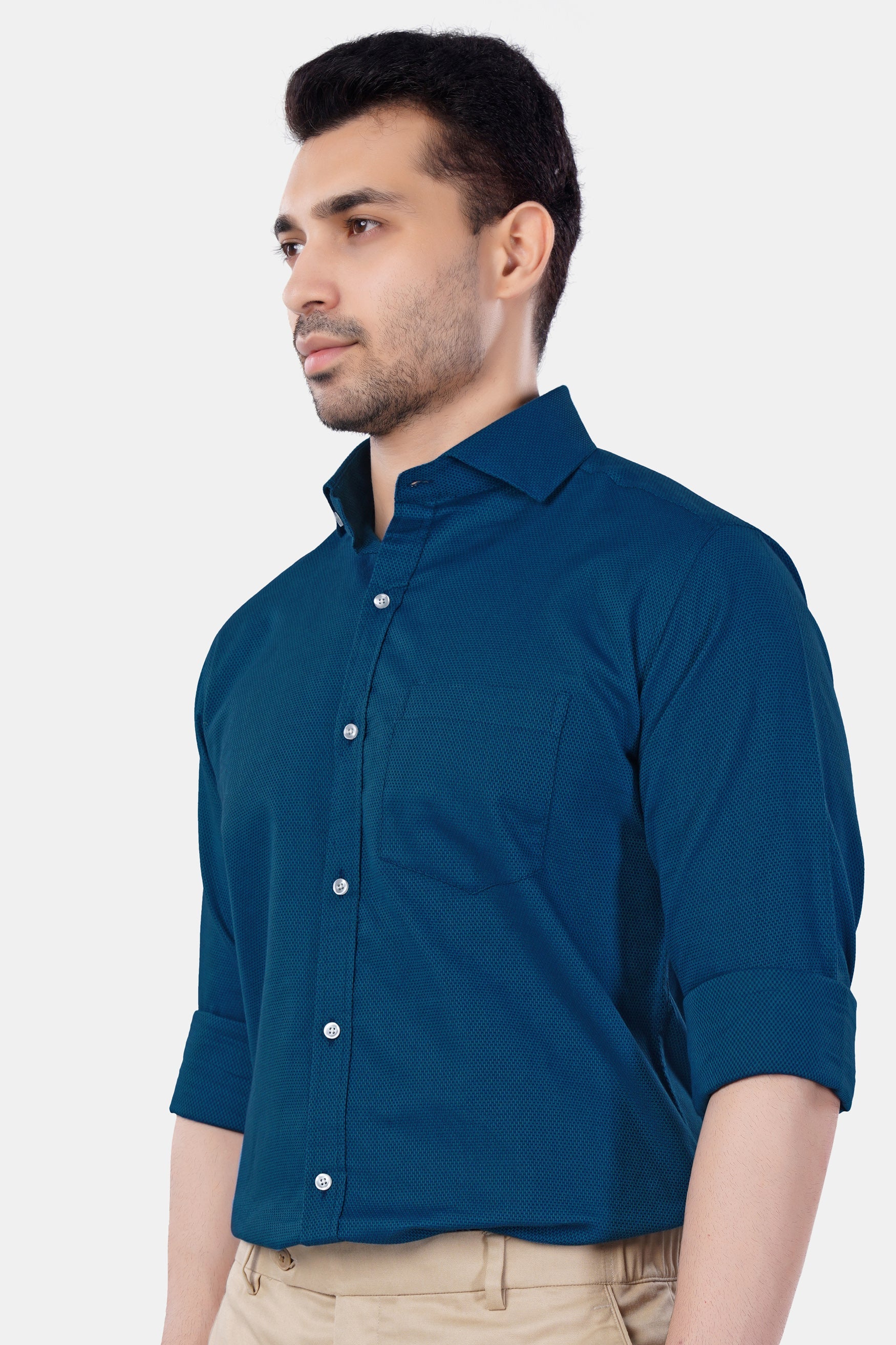 7swords-Daintree Blue Premium Cotton Shirt