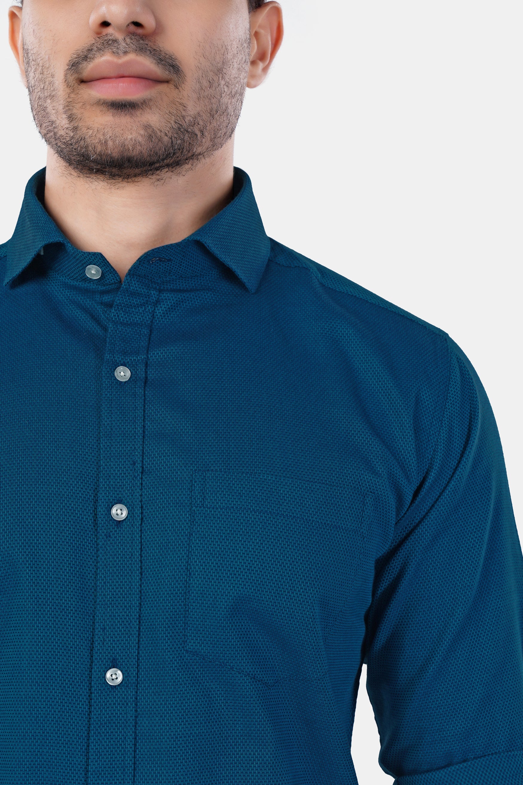 7swords-Daintree Blue Premium Cotton Shirt