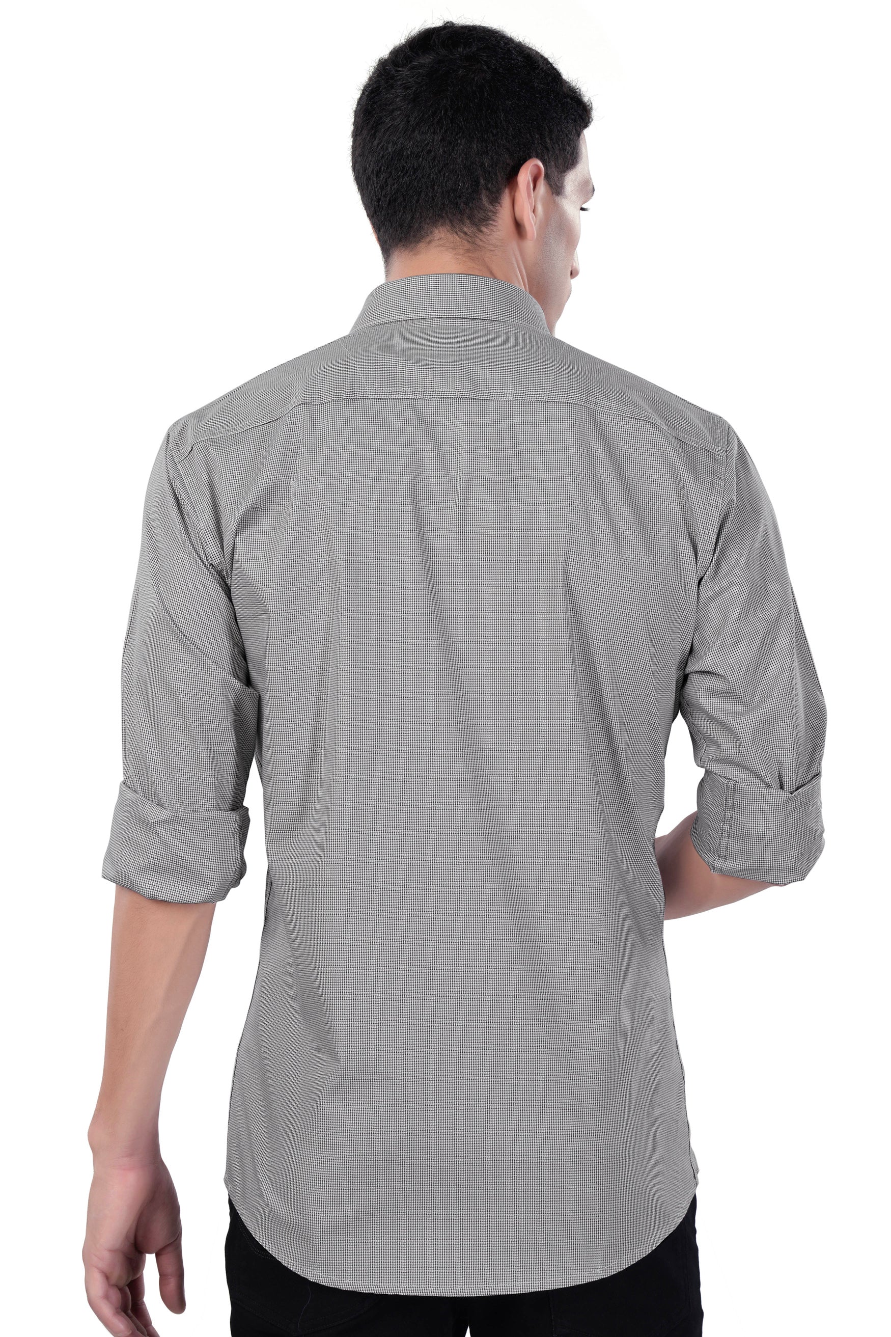 7swords-Gunsmoke Gray Houndstooth Premium Cotton Shirt