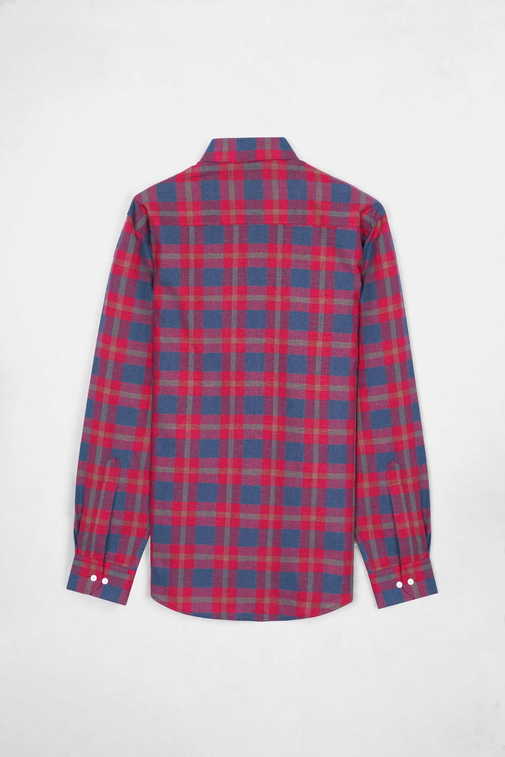 7swords-Falu Red and Pickled Blue Checkered Premium Cotton Button Down Shirt