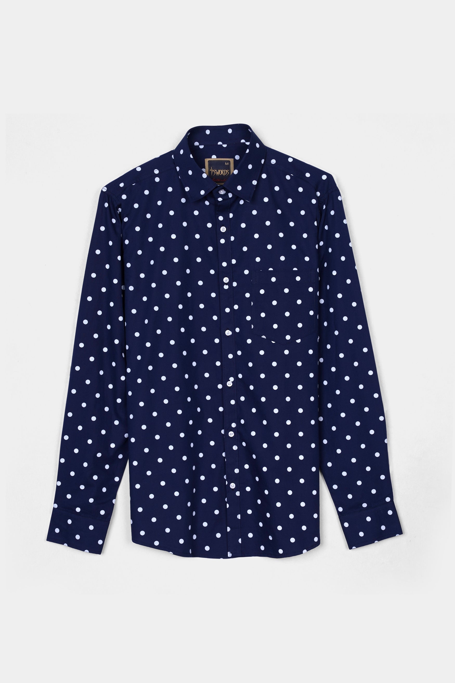 7swords-Haiti Blue and White Polka Dotted Premium Cotton Shirt