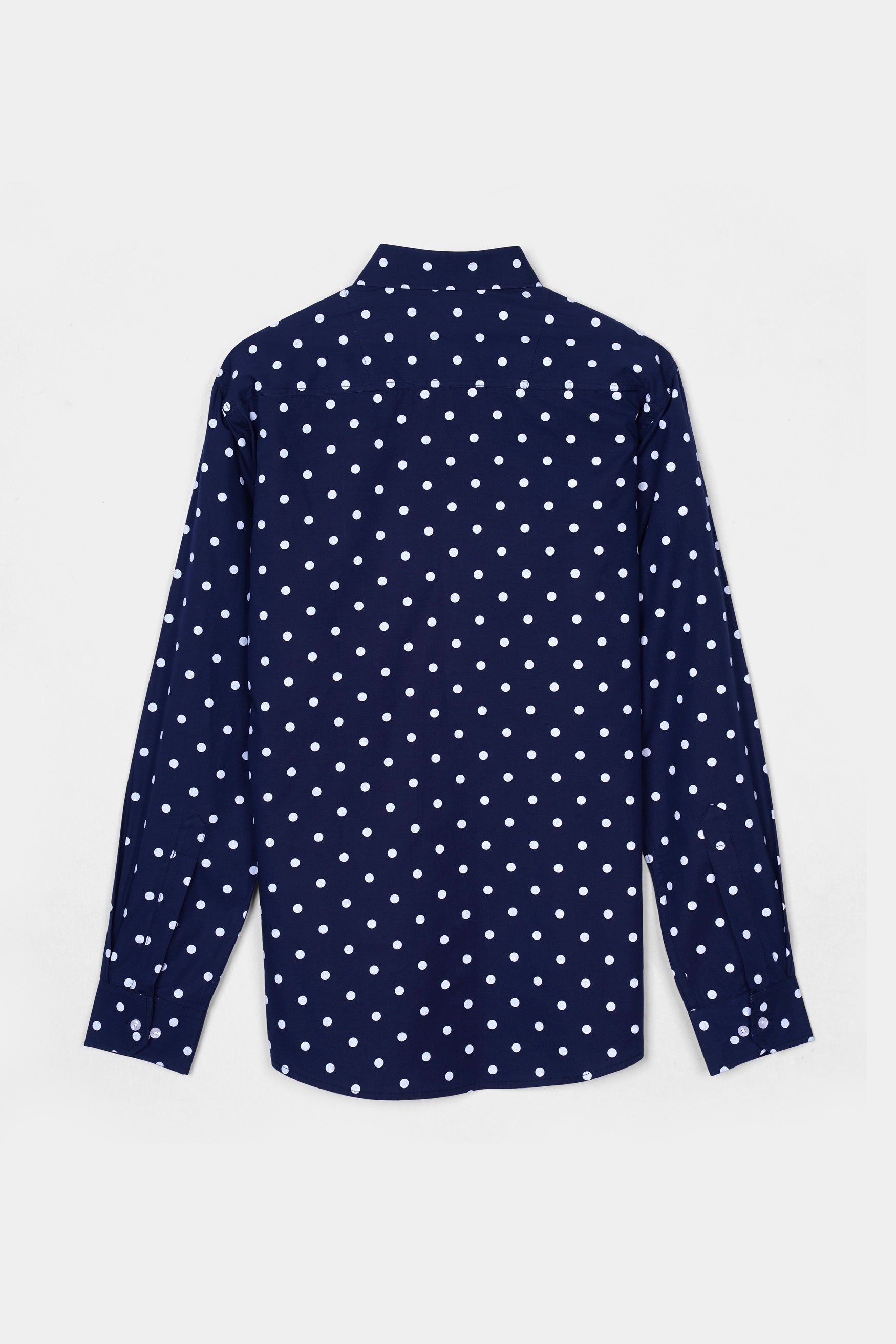 7swords-Haiti Blue and White Polka Dotted Premium Cotton Shirt