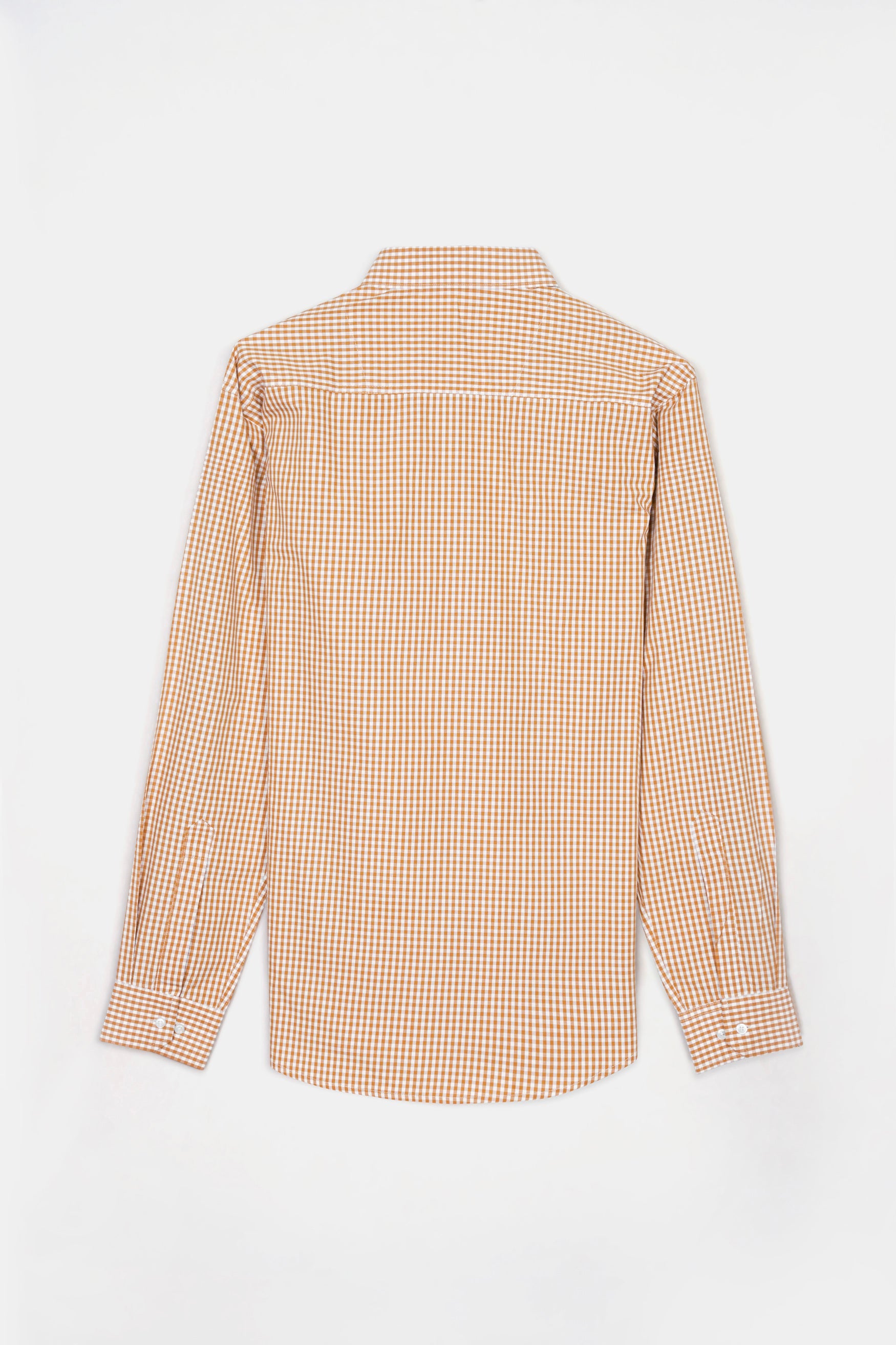 7swords-Jasper Orange and White Gingham Checkered Premium Cotton Shirt