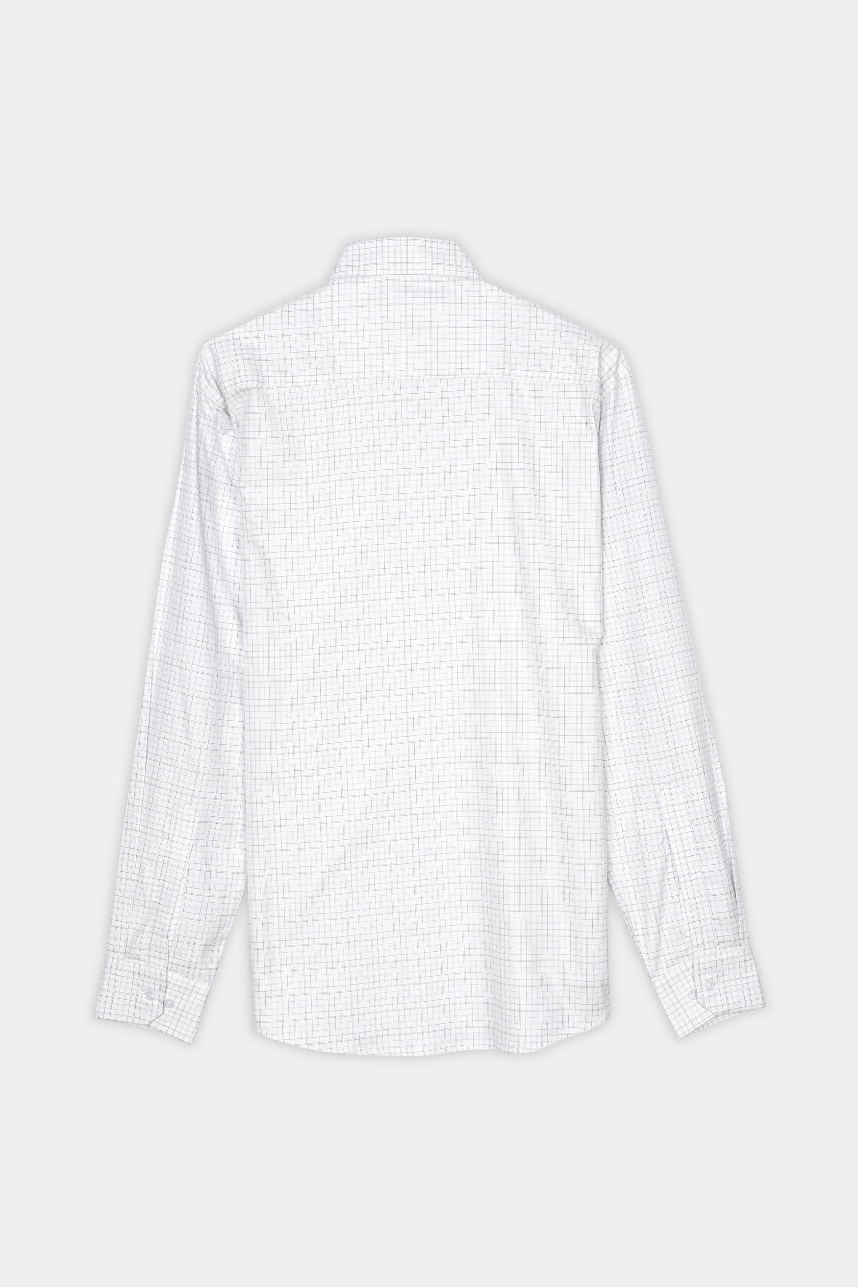 7swords-Bright White and Hit Gray Checkered Premium Cotton Shirt