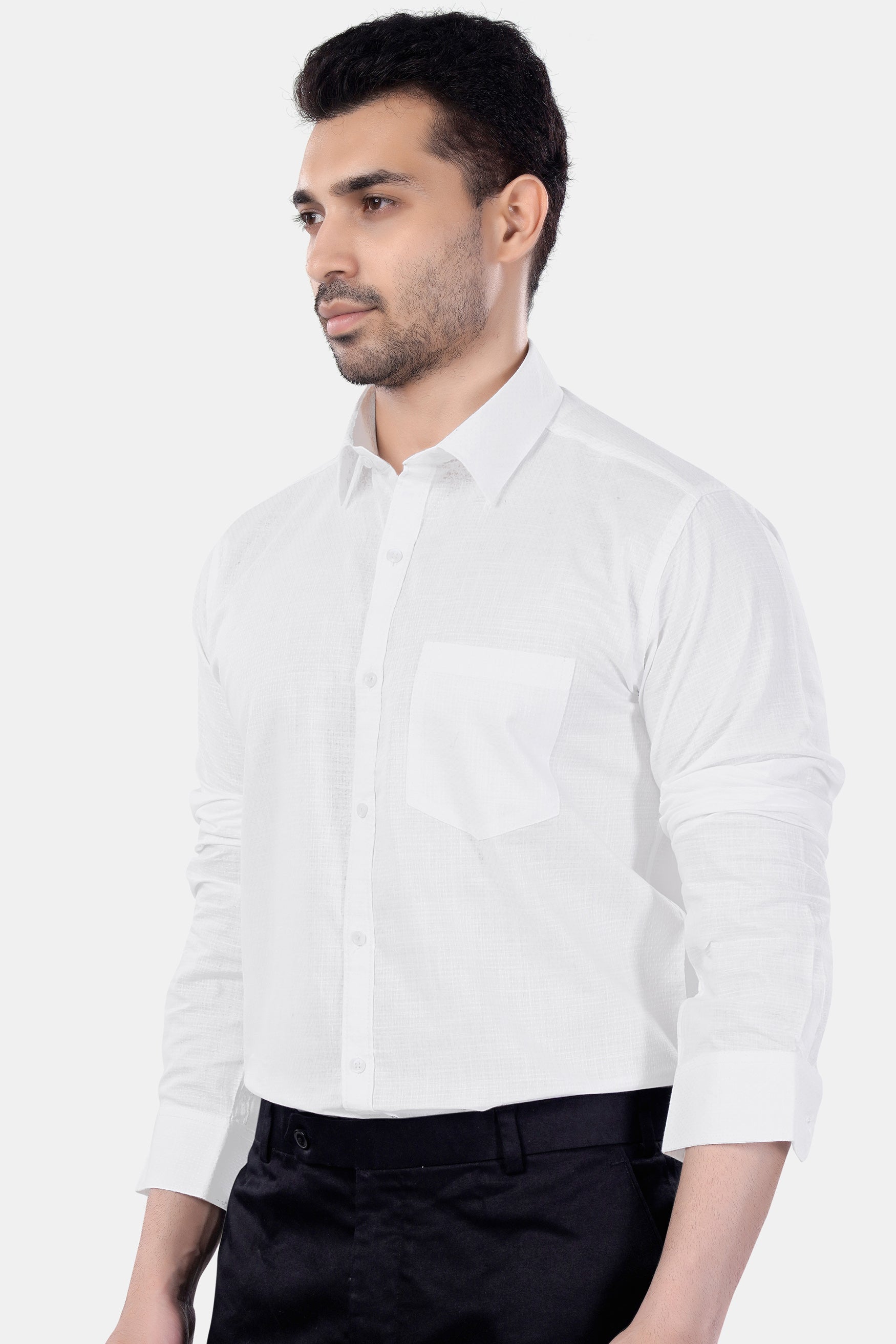 7swords-Bright White Premium Cotton Shirt