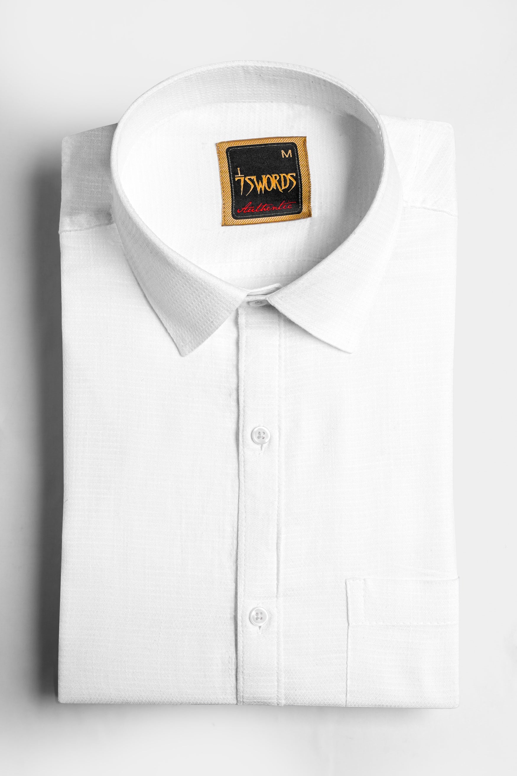 7swords-Bright White Premium Cotton Shirt