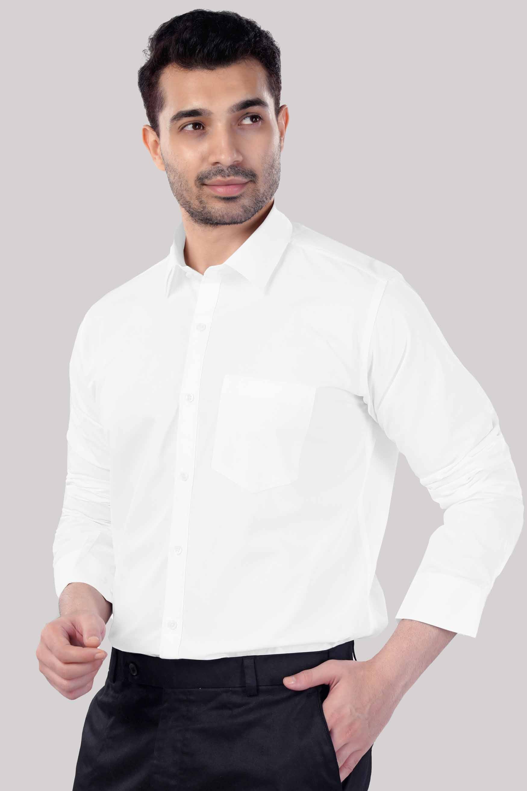 7swords-Bright White Premium Cotton Shirt