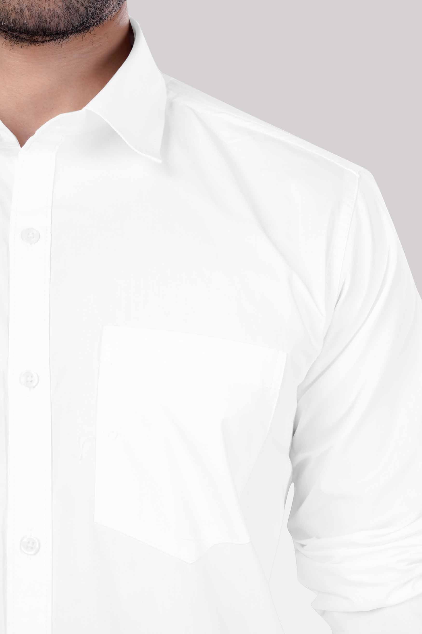 7swords-Bright White Premium Cotton Shirt