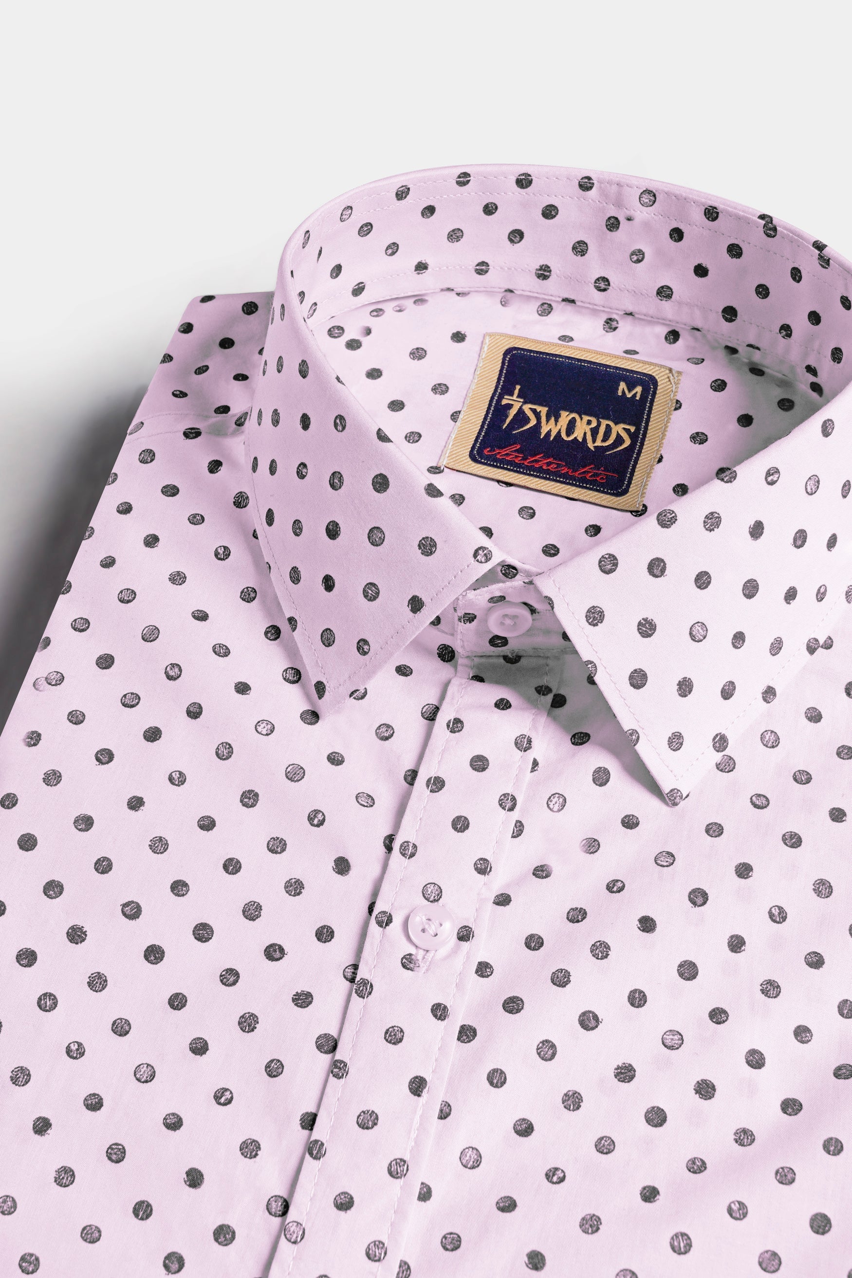 7swords-Cameo Lavender and Martini Gray Polka Dotted Premium Cotton Shirt