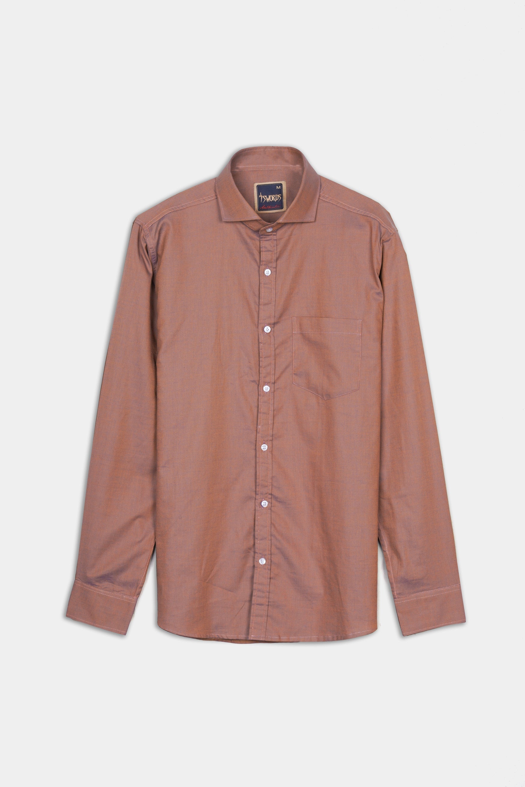 7swords-Sepia Brown textured Premium Cotton Shirt