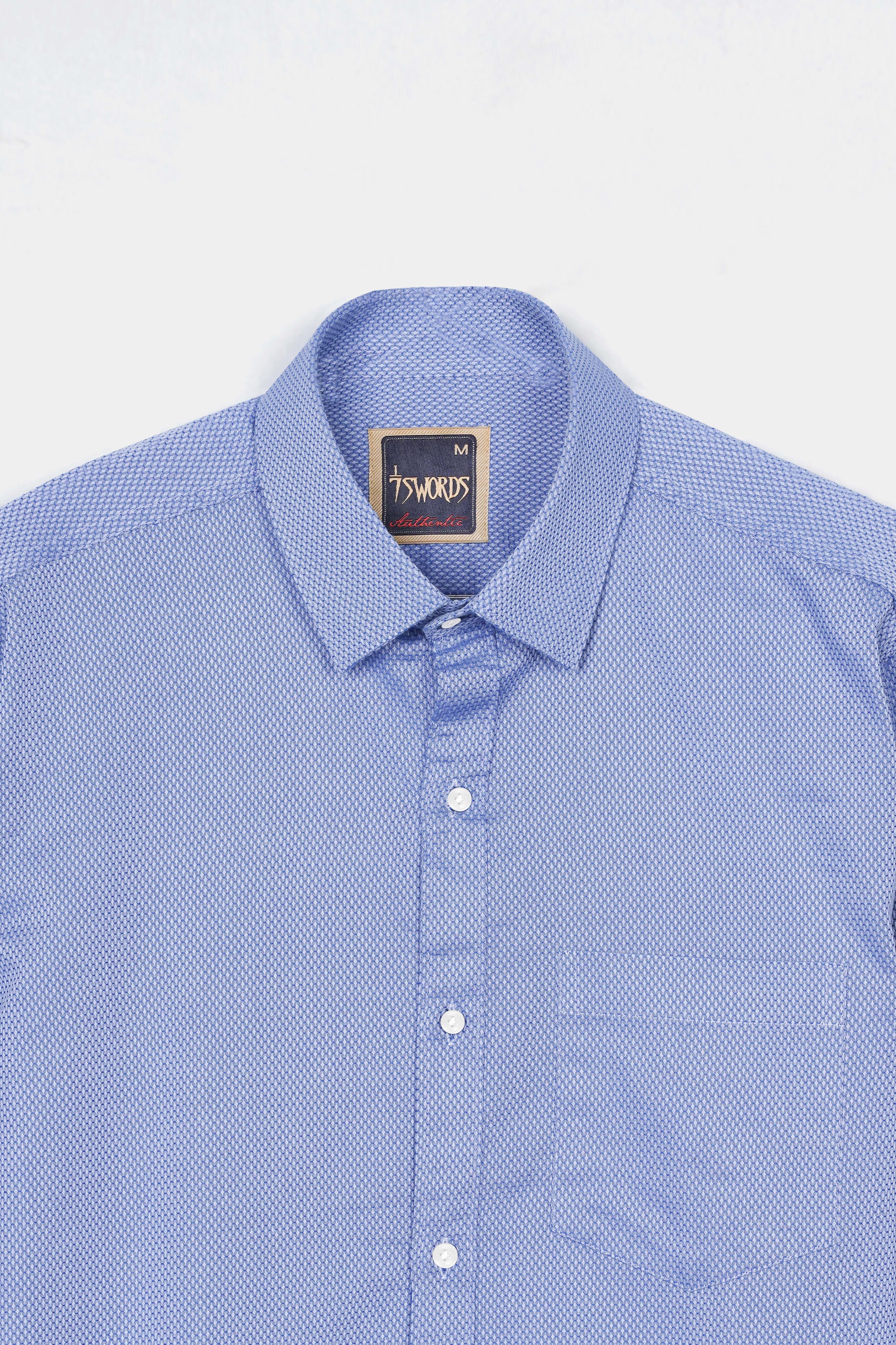 7swords-Faded Blue textured Premium Cotton Shirt