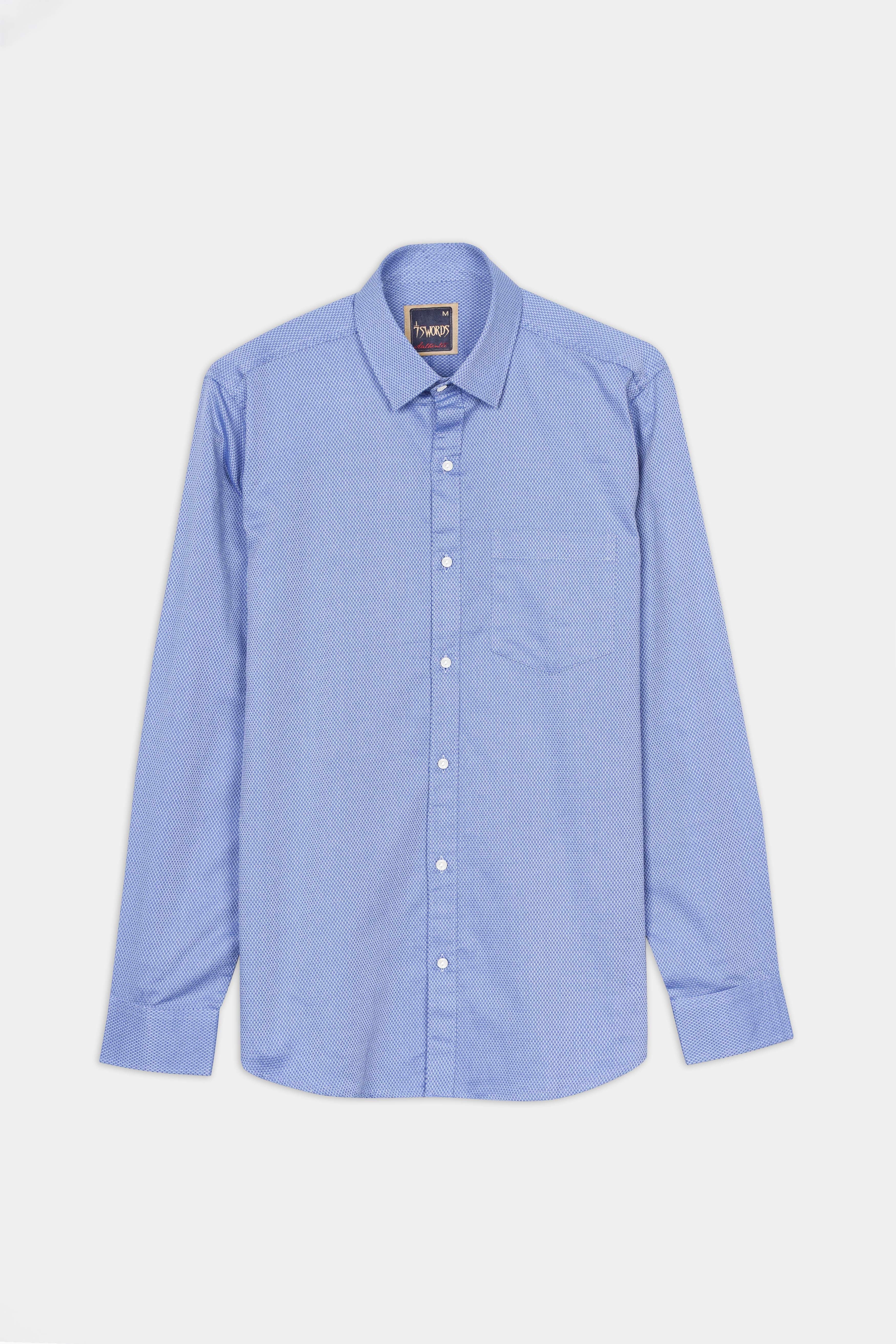 7swords-Faded Blue textured Premium Cotton Shirt