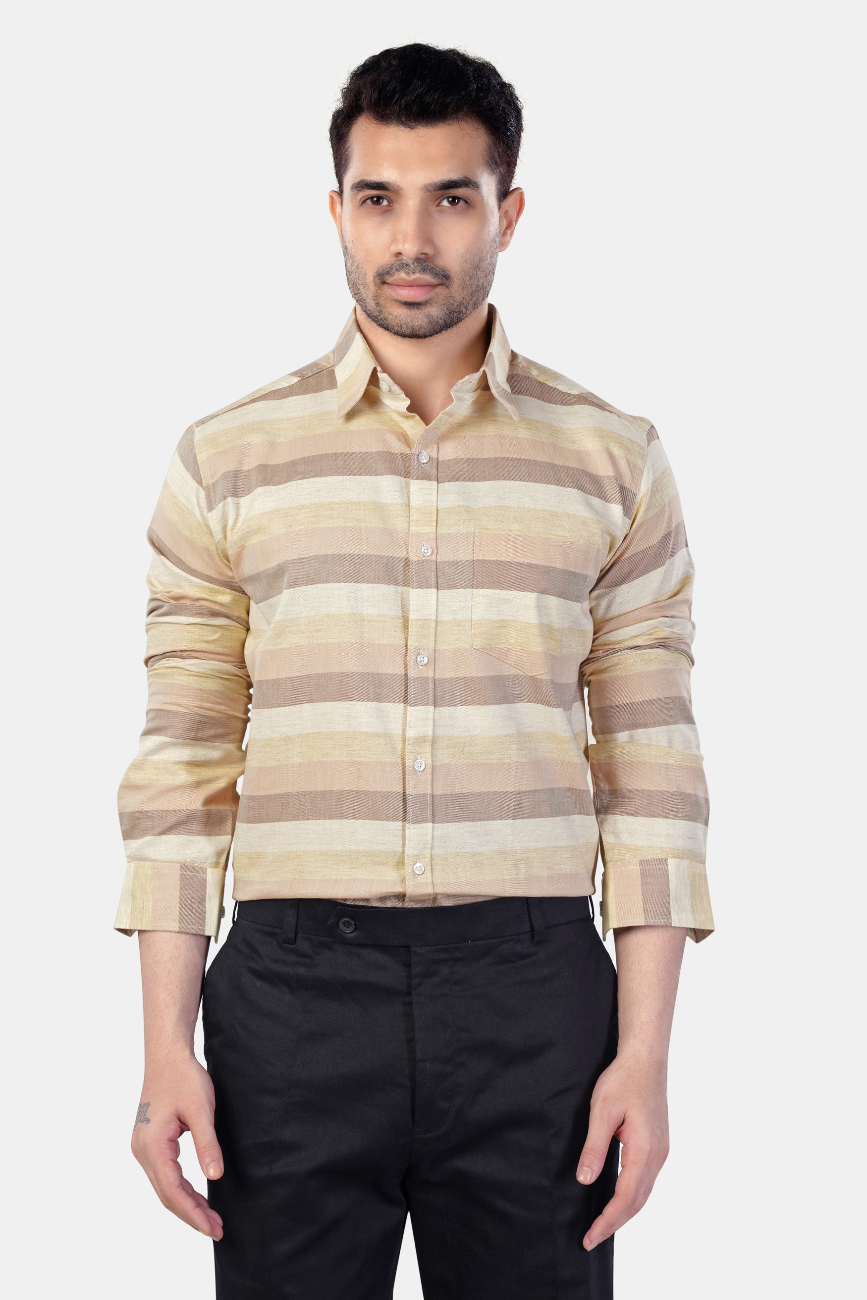 7swords-Rodeo Brown and Sorrel Brown Multicolour Premium Cotton Shirt