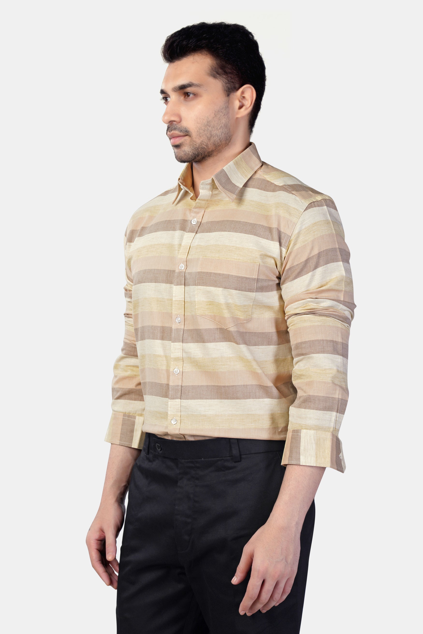 7swords-Rodeo Brown and Sorrel Brown Multicolour Premium Cotton Shirt