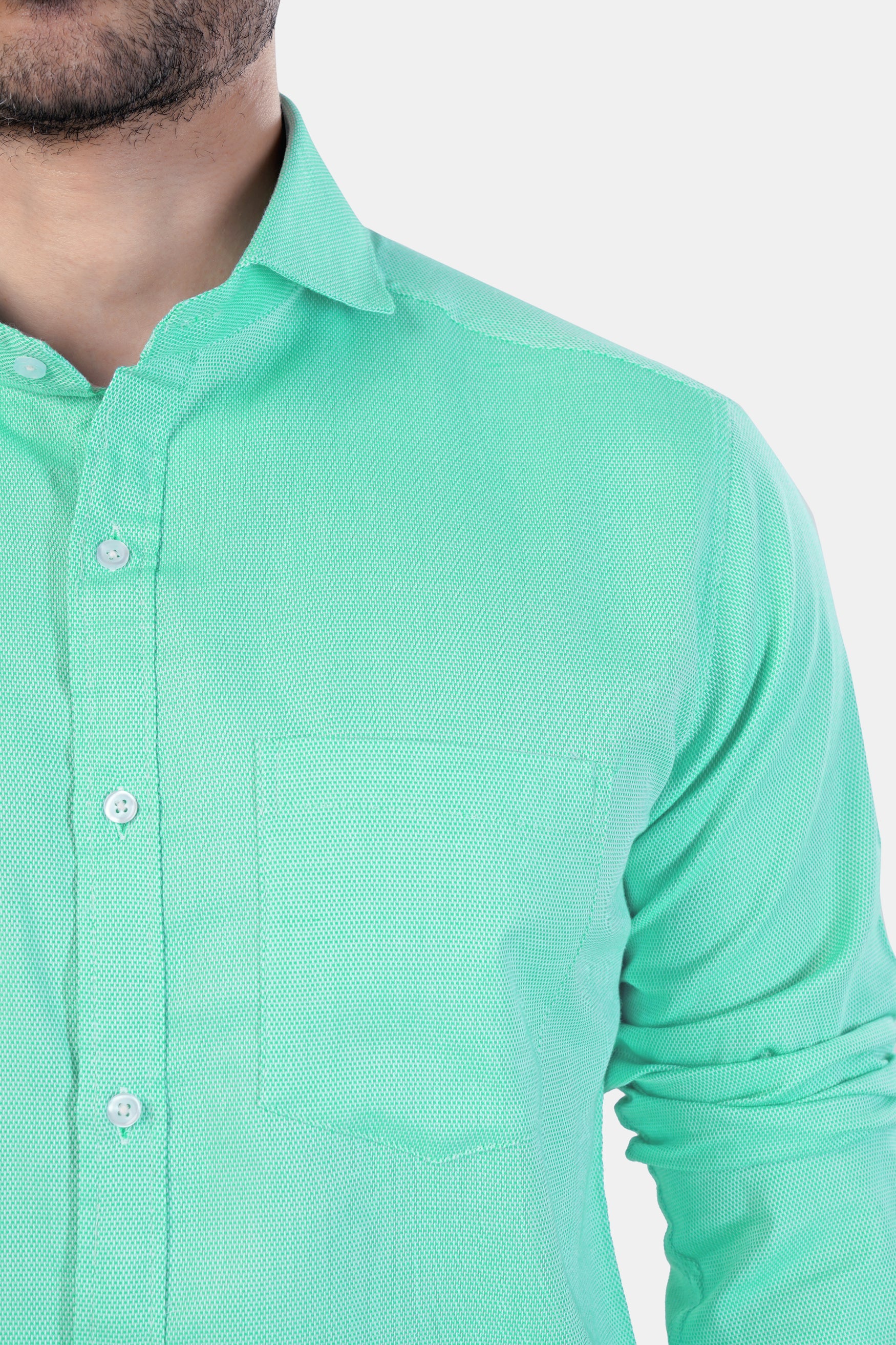 7swords-Tiffany Green textured Premium Cotton Shirt