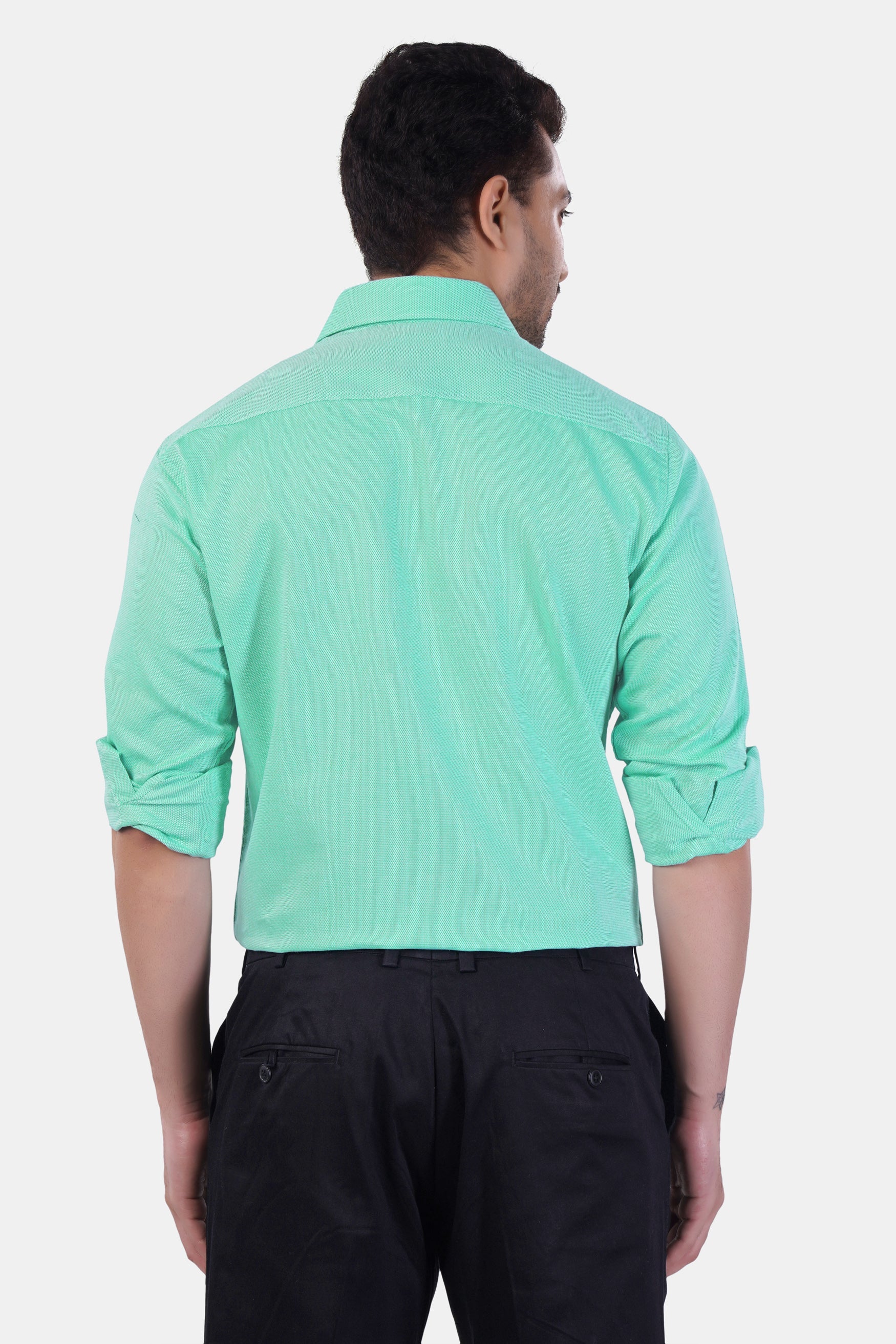 7swords-Tiffany Green textured Premium Cotton Shirt