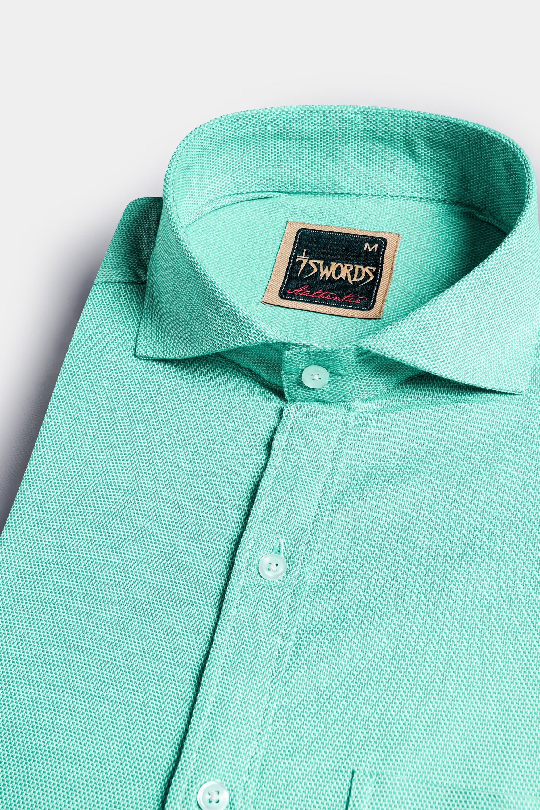 7swords-Tiffany Green textured Premium Cotton Shirt