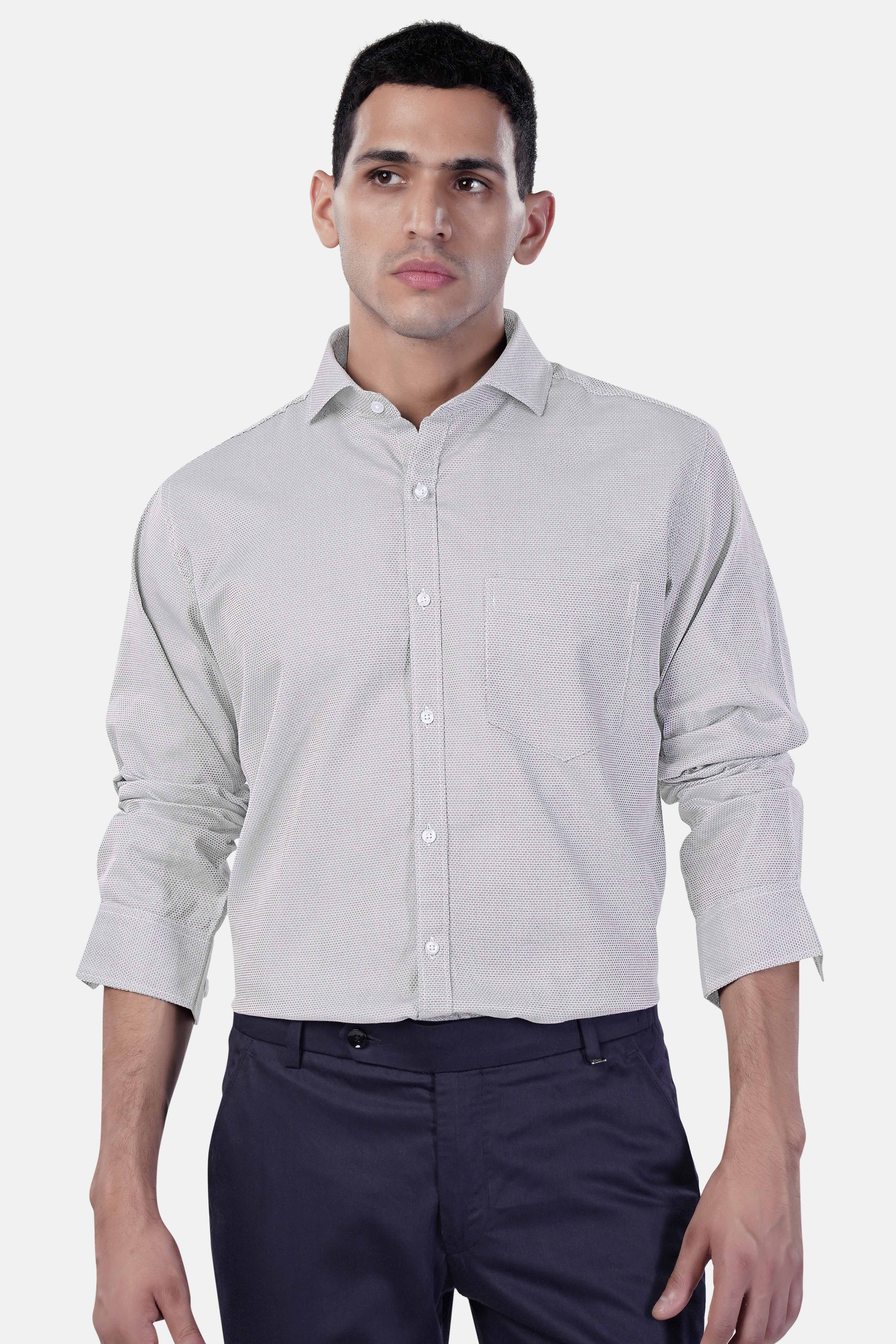 7swords-Ghost Gray textured Premium Cotton Shirt