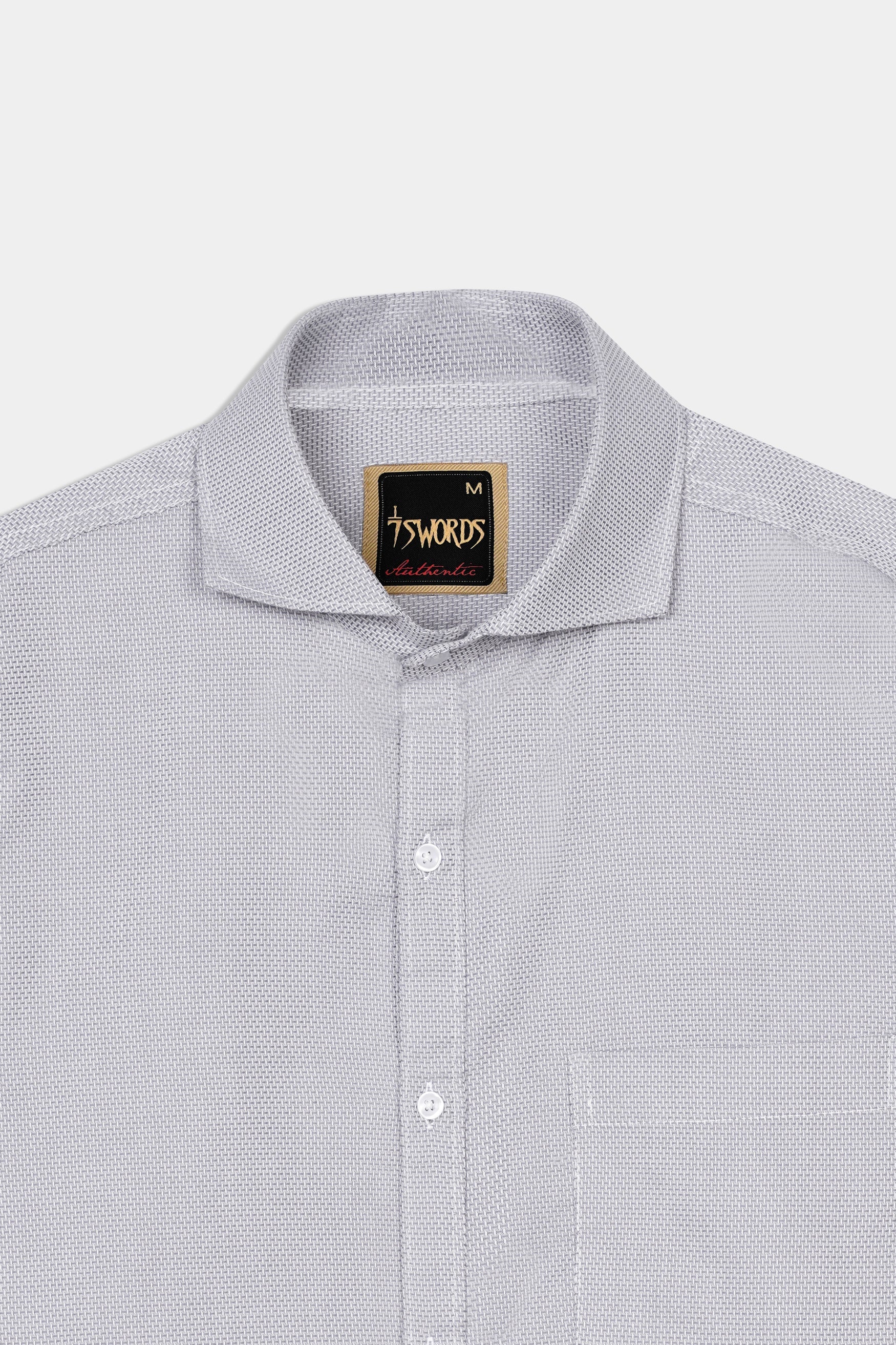 7swords-Ghost Gray textured Premium Cotton Shirt