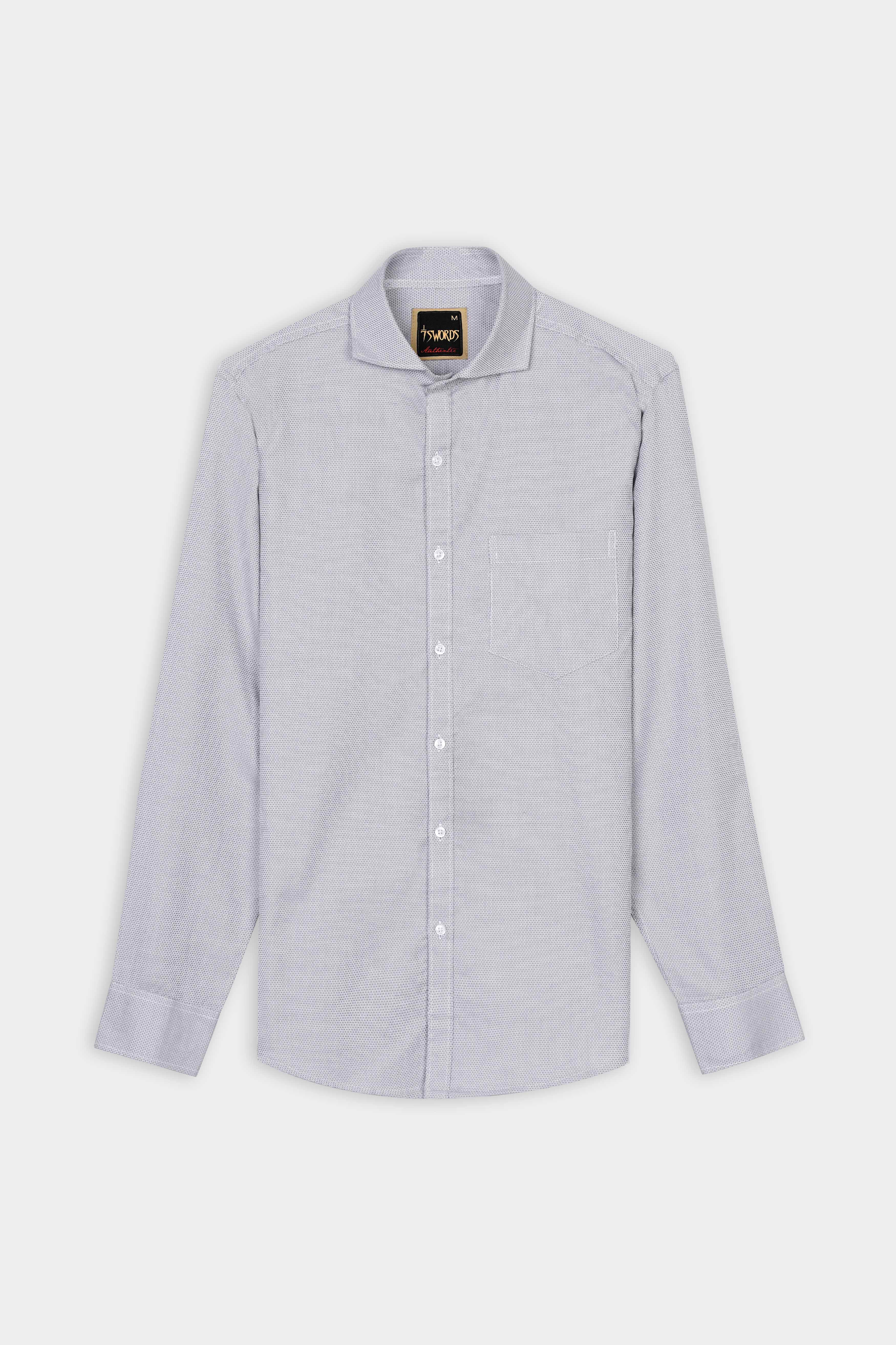 7swords-Ghost Gray textured Premium Cotton Shirt