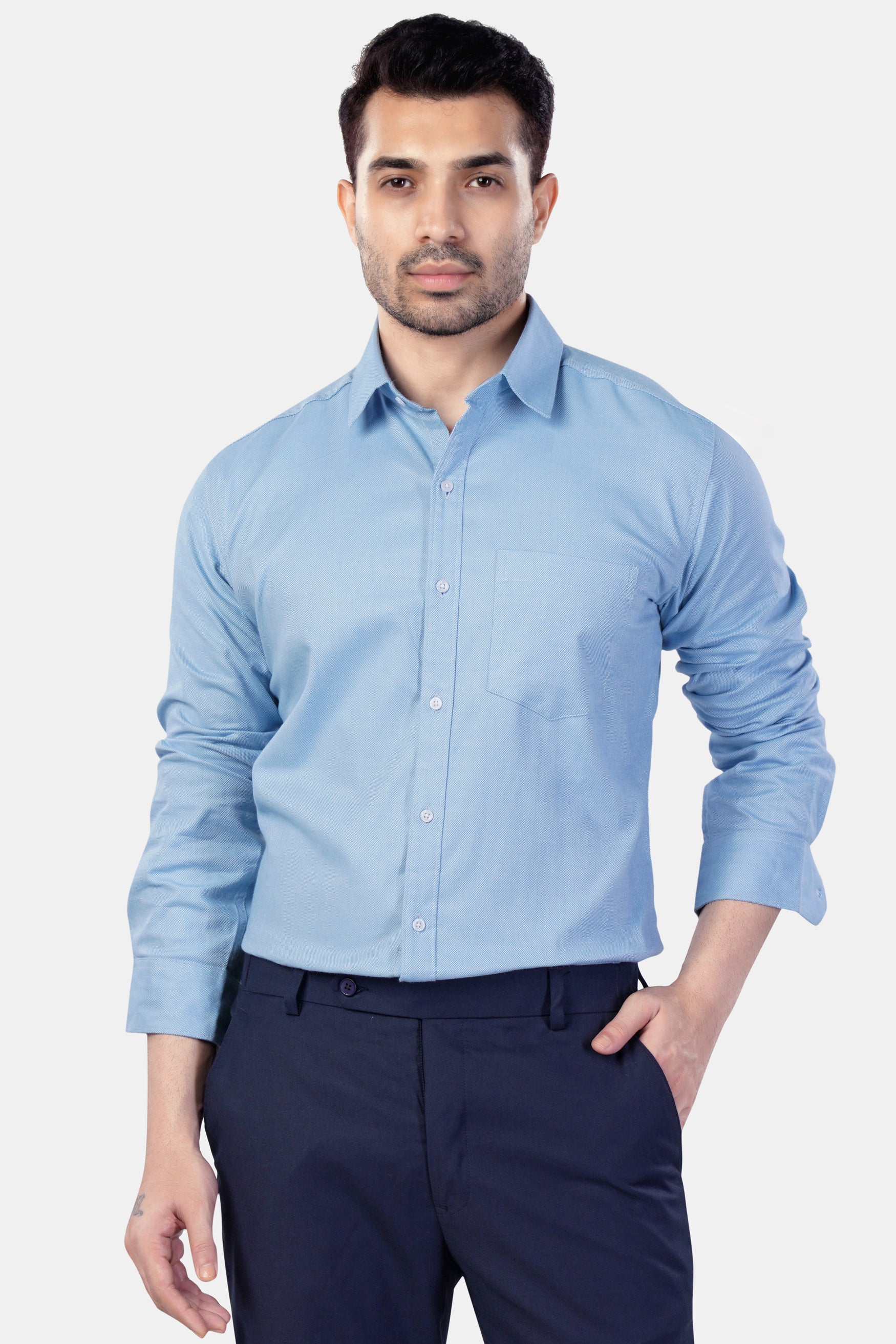 7swords-Spindle Blue Premium Cotton Shirt