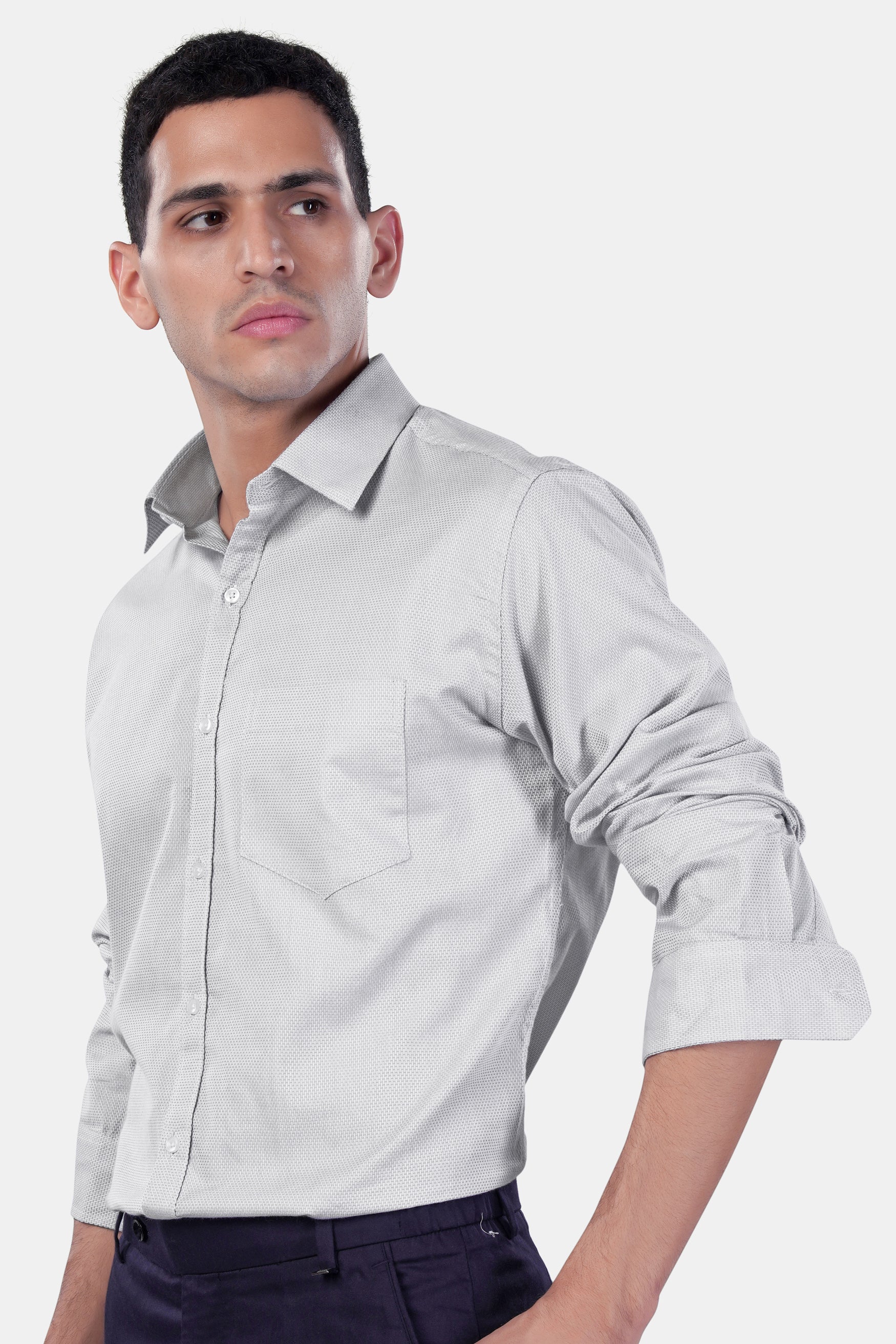 7swords-Platinum Gray Premium Cotton Shirt