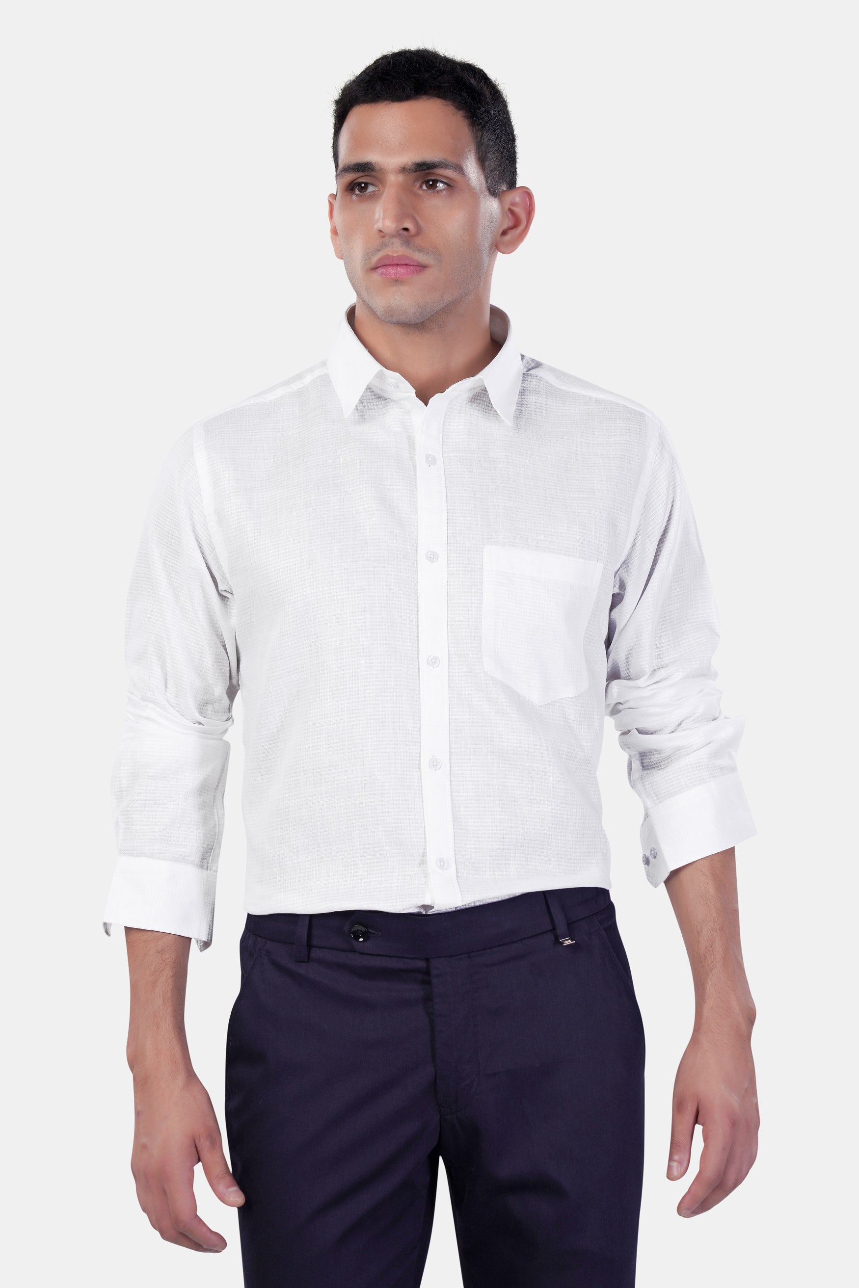 7swords-Bright White Premium Cotton Shirt