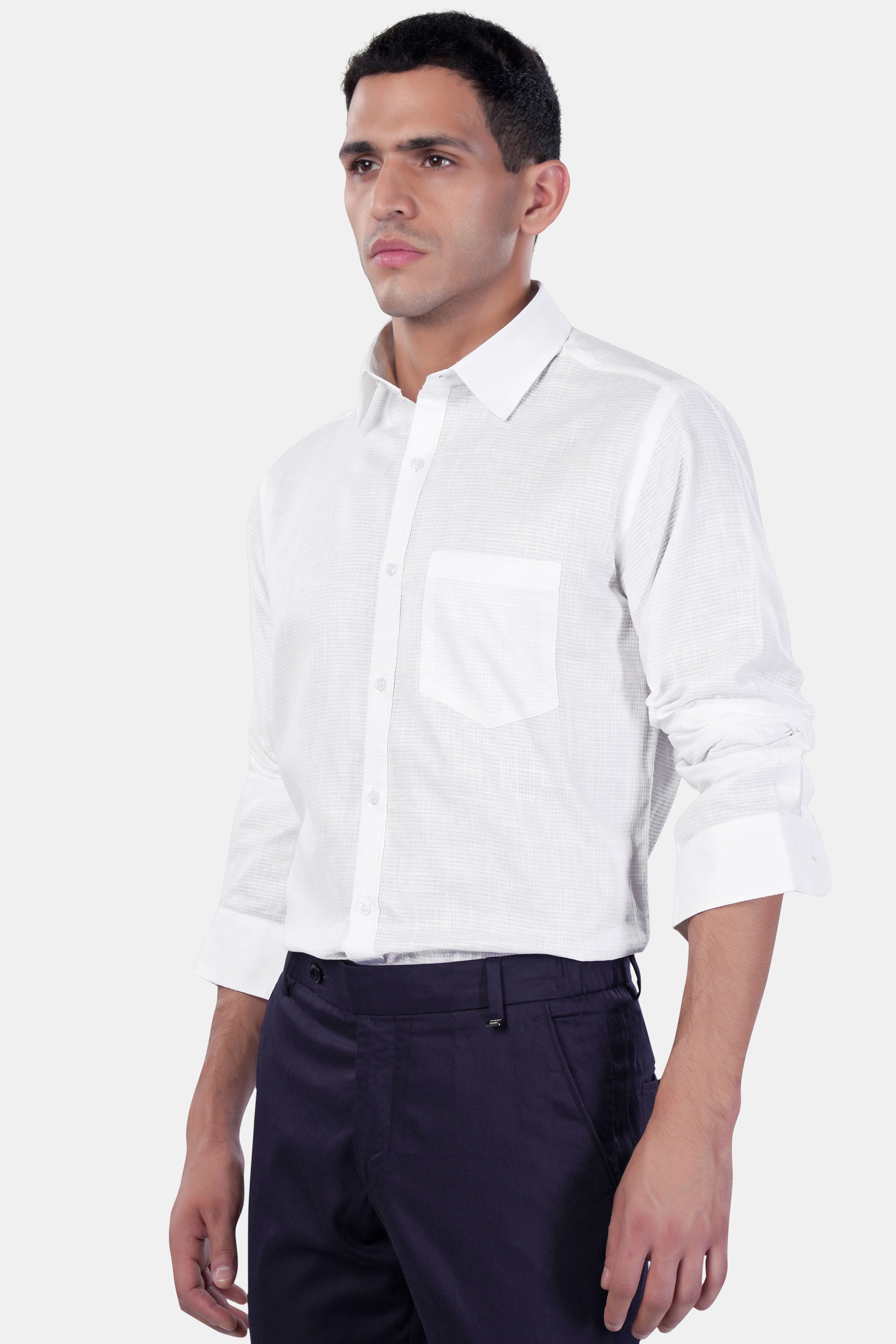 7swords-Bright White Premium Cotton Shirt