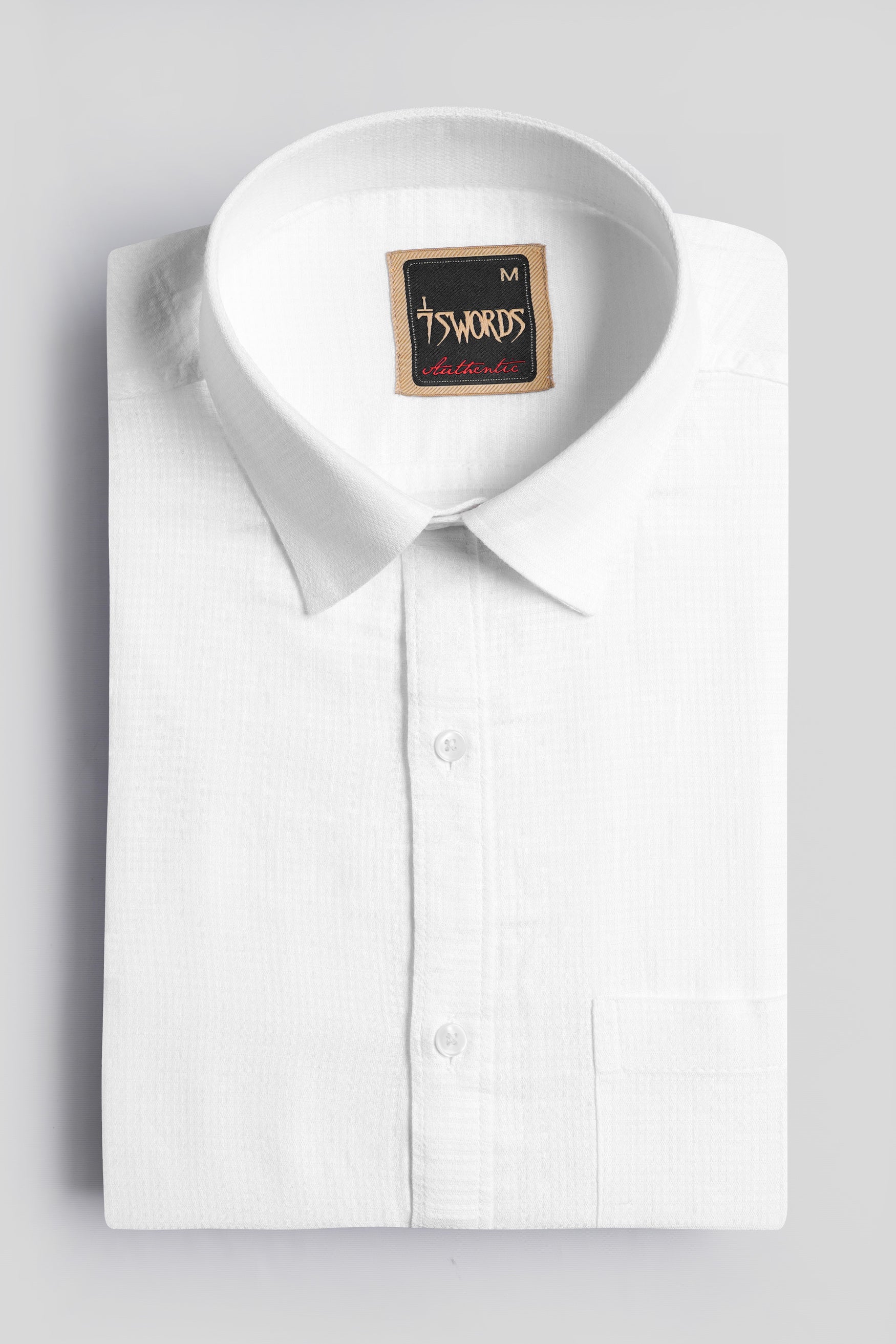 7swords-Bright White Premium Cotton Shirt