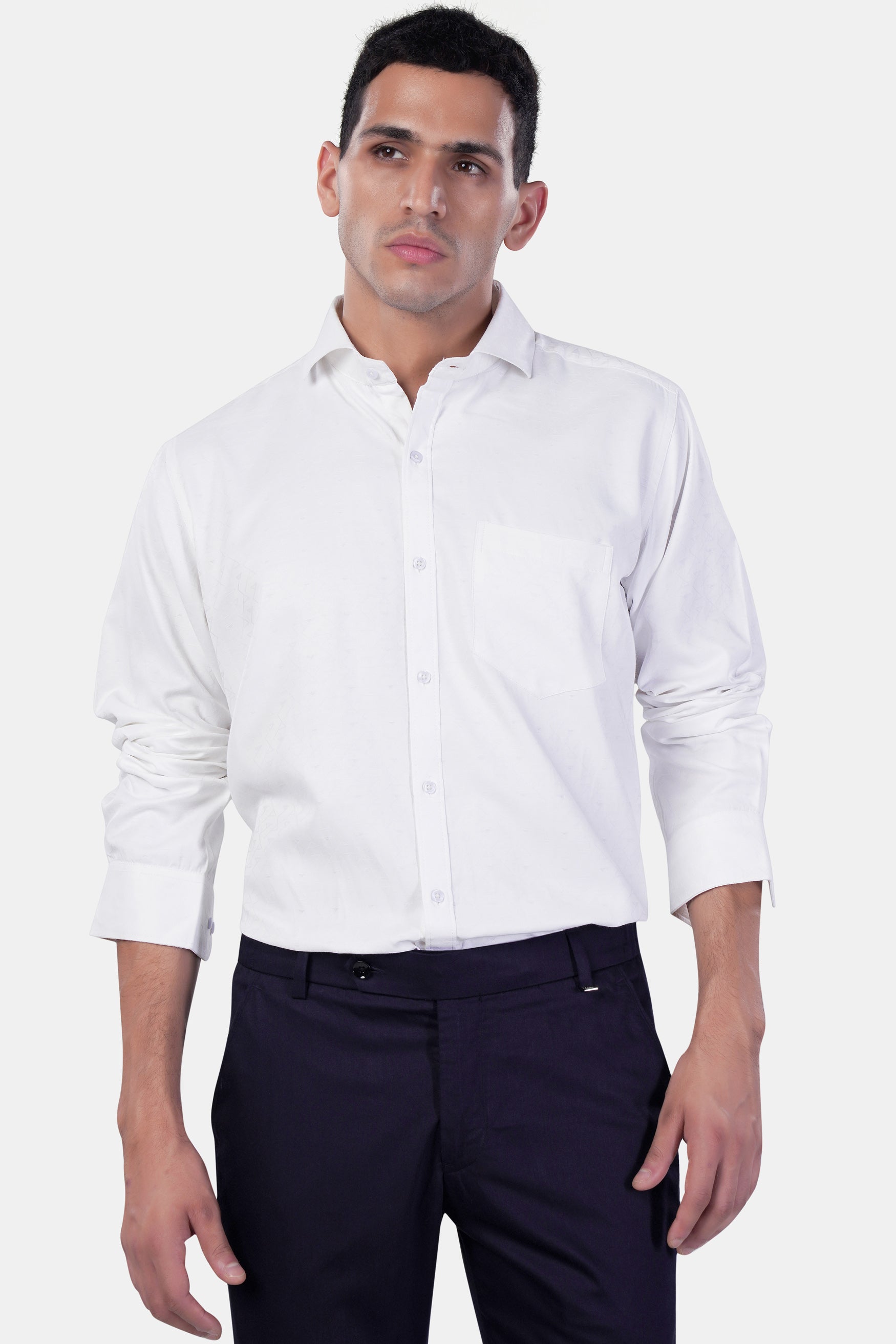 7swords-Bright White Premium Cotton Shirt