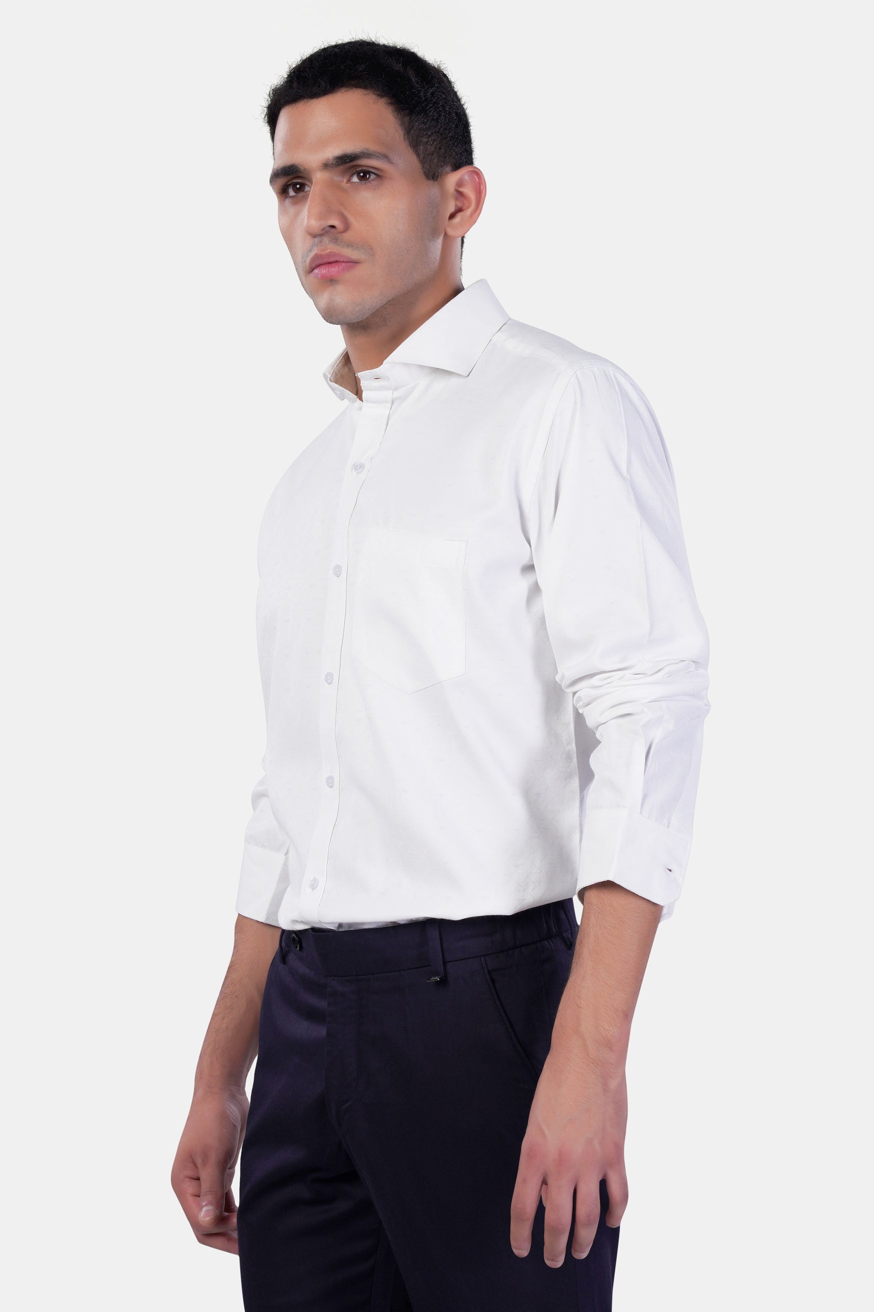 7swords-Bright White Premium Cotton Shirt