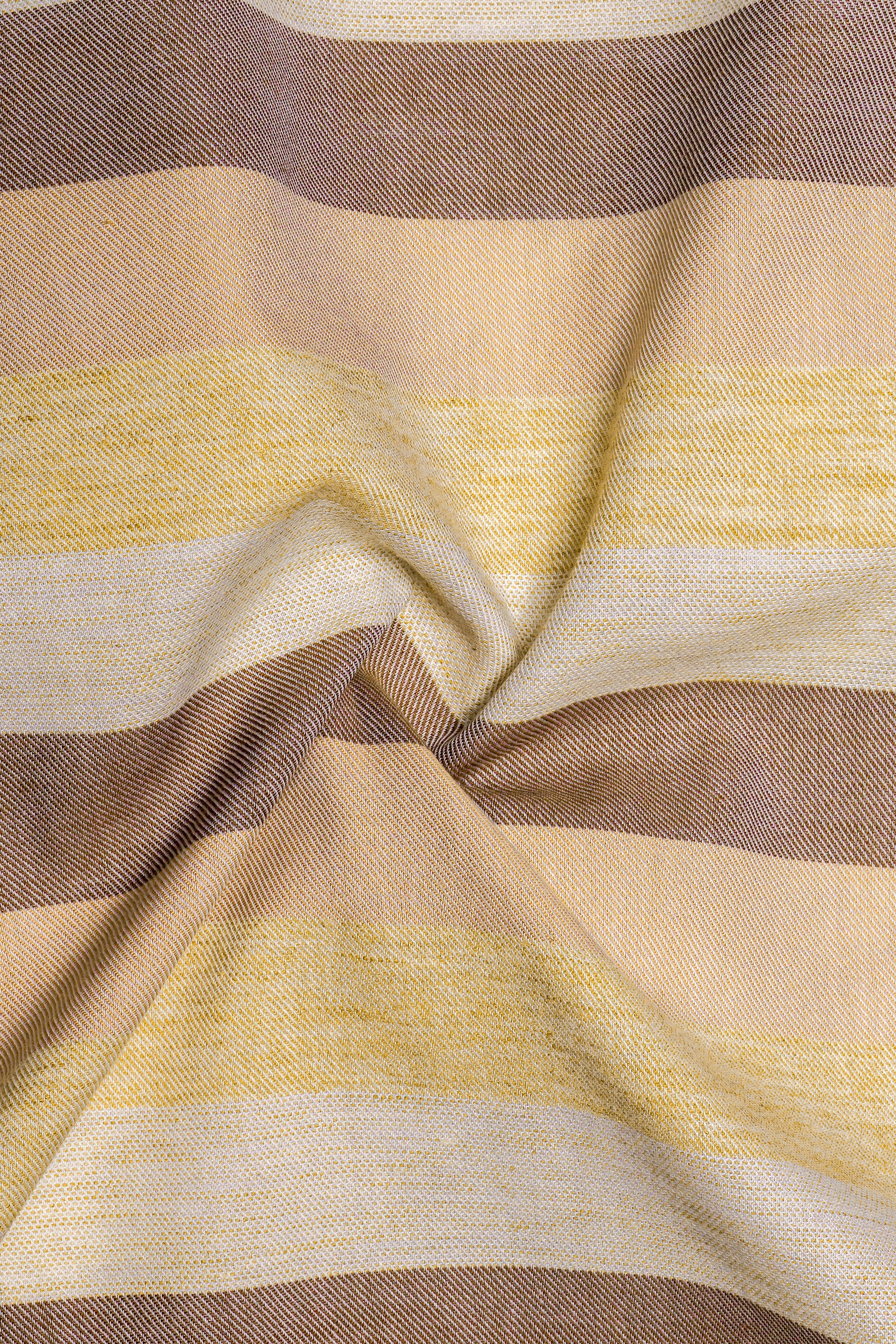 7swords-Kabul Brown And Pearl Bush Cream Stripes Premium Cotton Seni Formal Shirt