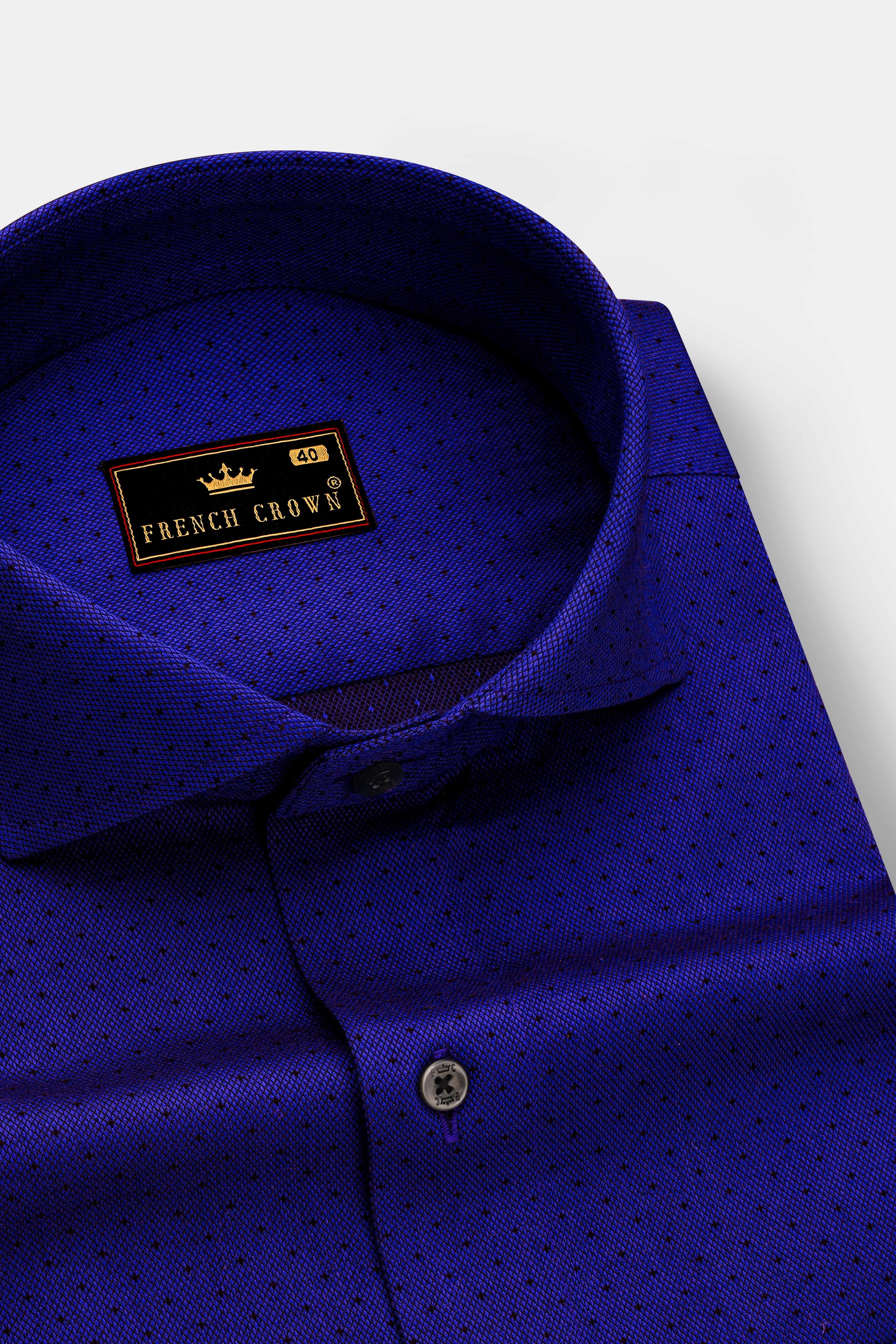 Sapphire Blue Dobby Textured Premium Giza Cotton Shirt