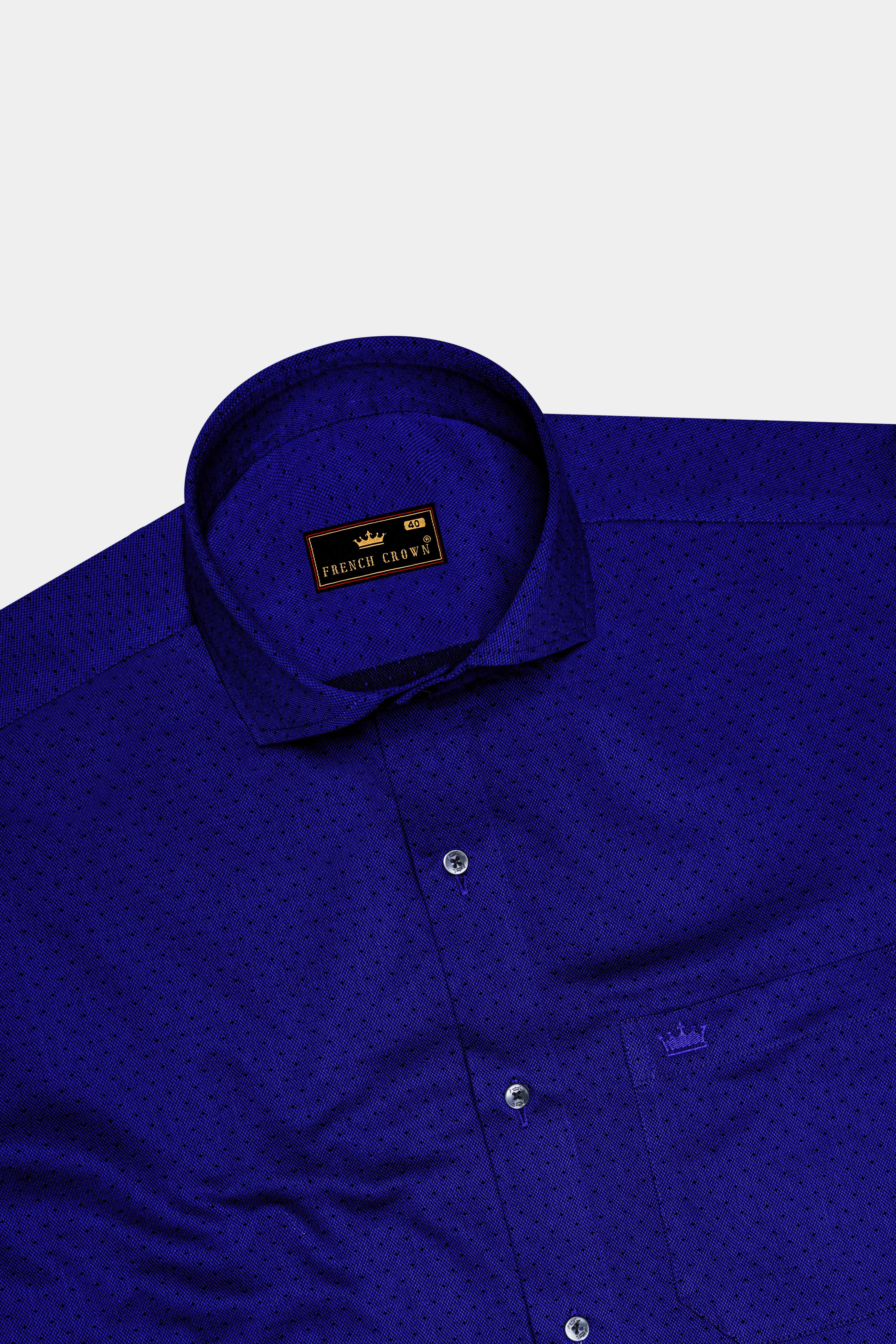 Sapphire Blue Dobby Textured Premium Giza Cotton Shirt
